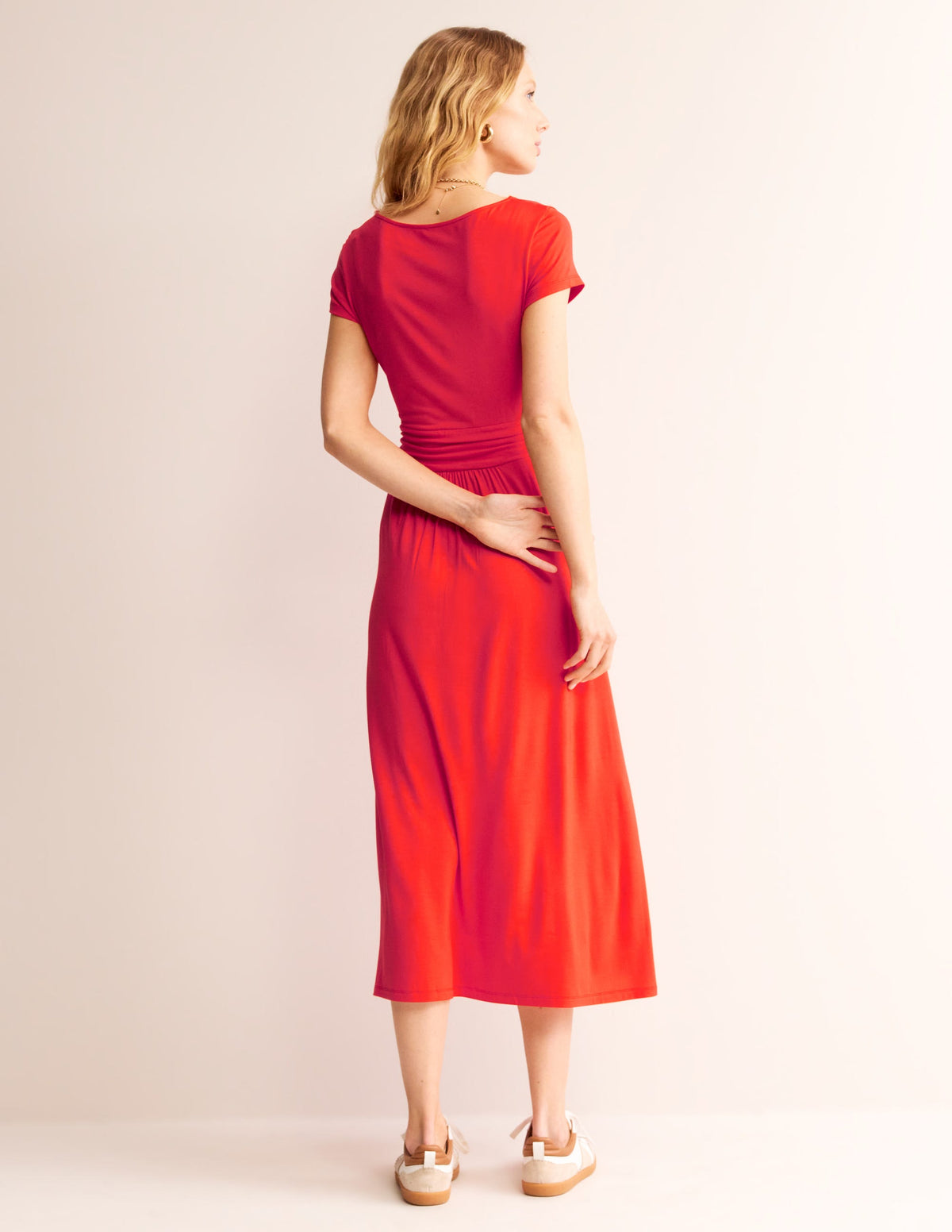 Amelie Jersey Midi Dress-Poppy Red-3