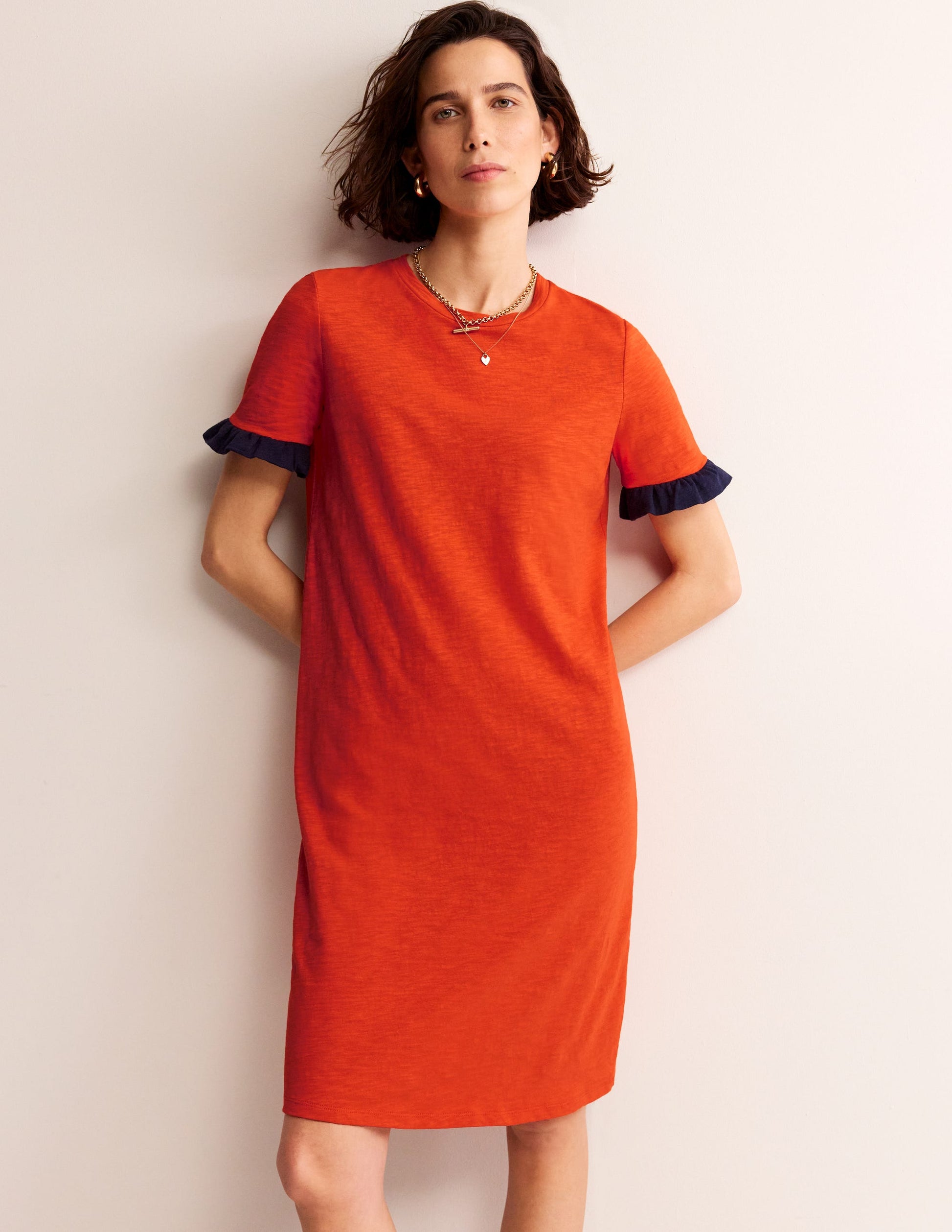 Emily Baumwollkleid mit Rüschen-Fiesta-Rot-4