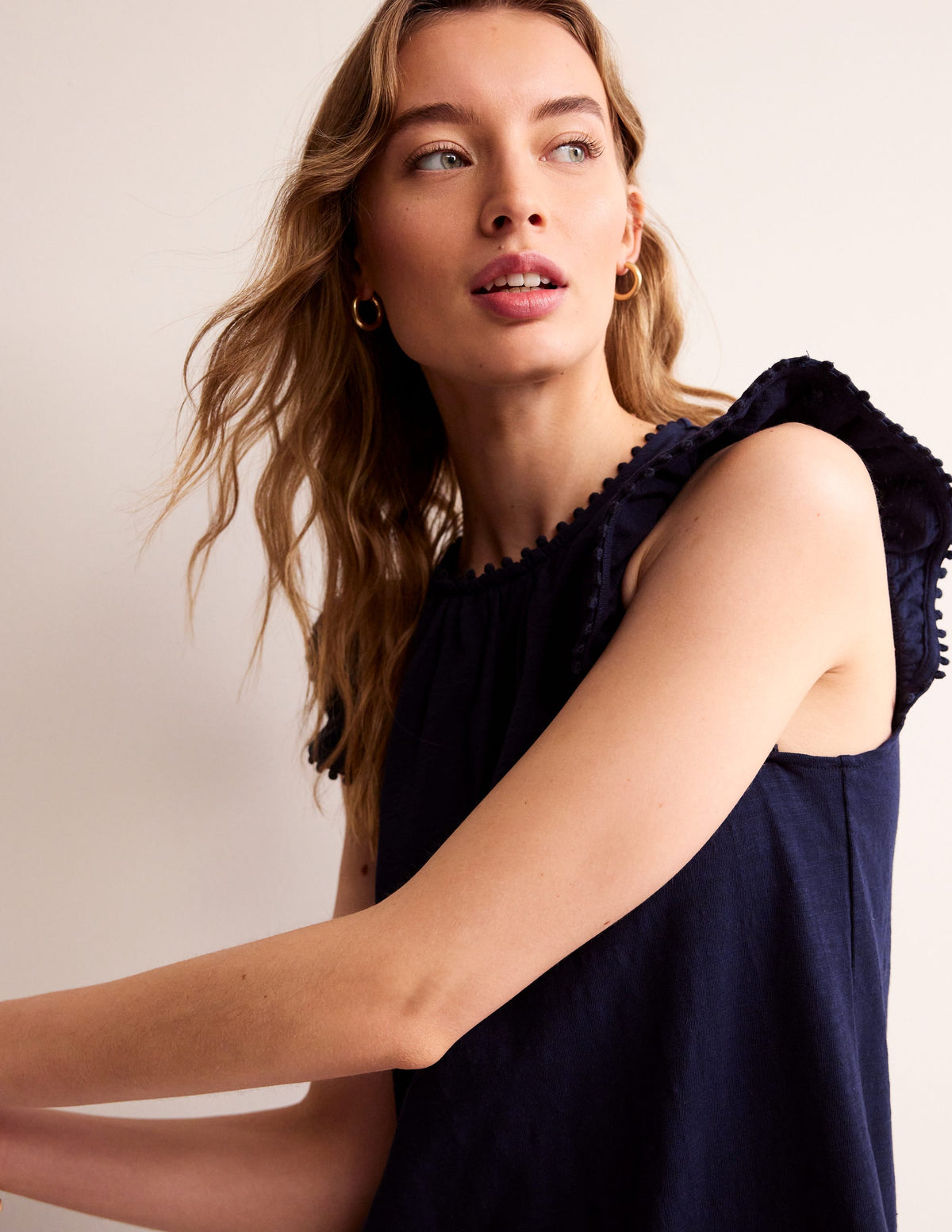 Georgina Rüschenkleid mit Bommeln-Aqua Marine Marl-2