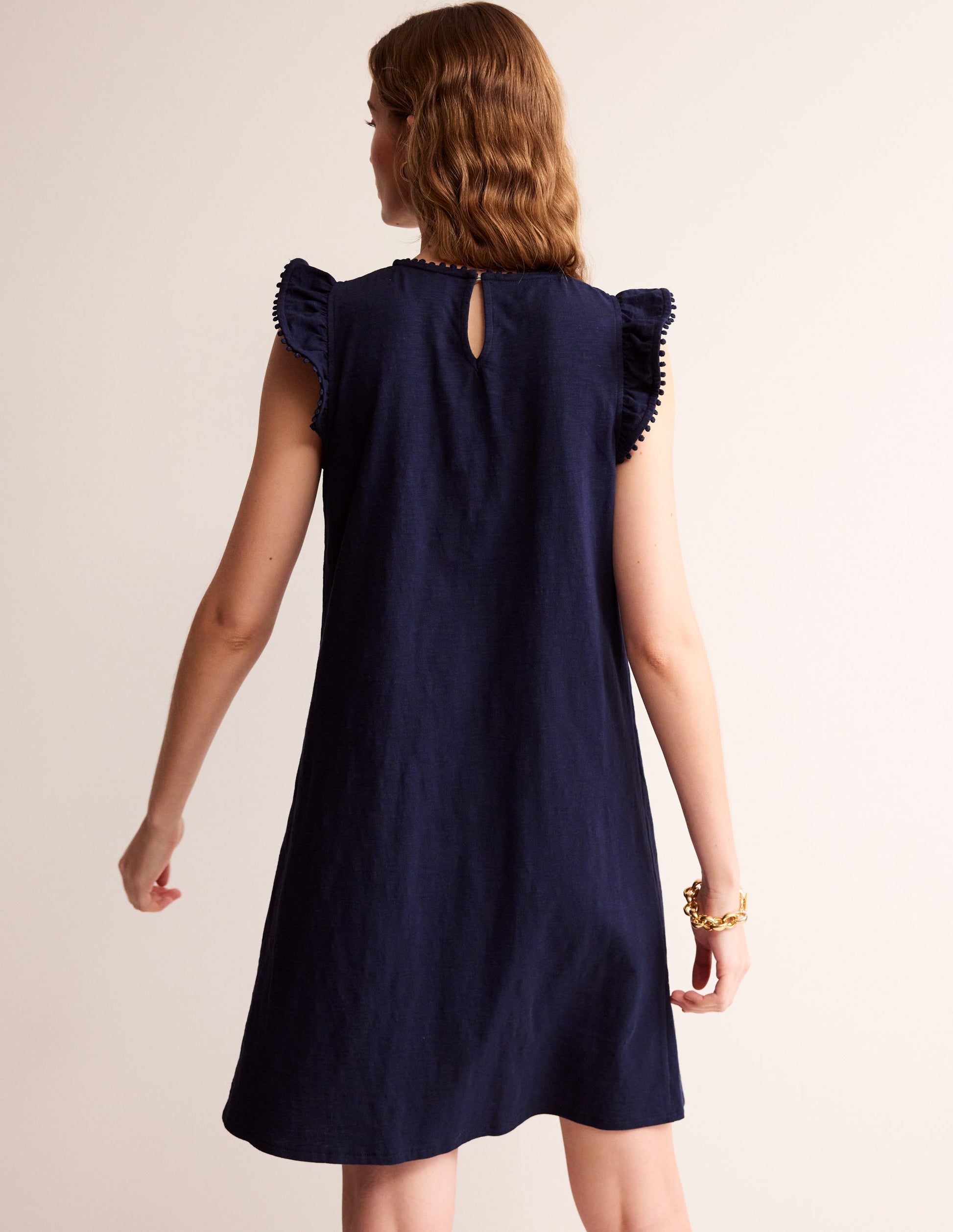 Georgina Rüschenkleid mit Bommeln-Aqua Marine Marl-3