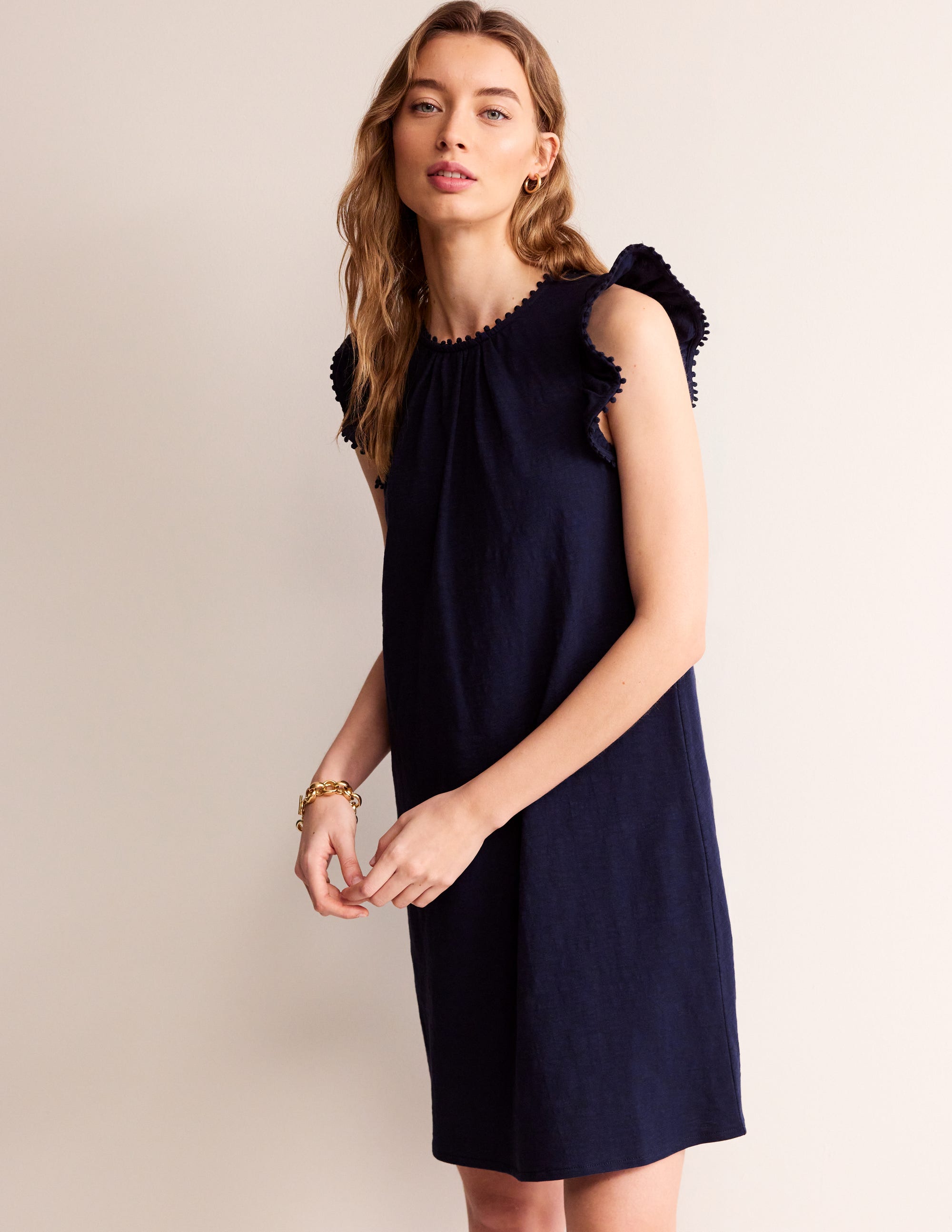Georgina Rüschenkleid mit Bommeln-Aqua Marine Marl - Image 4