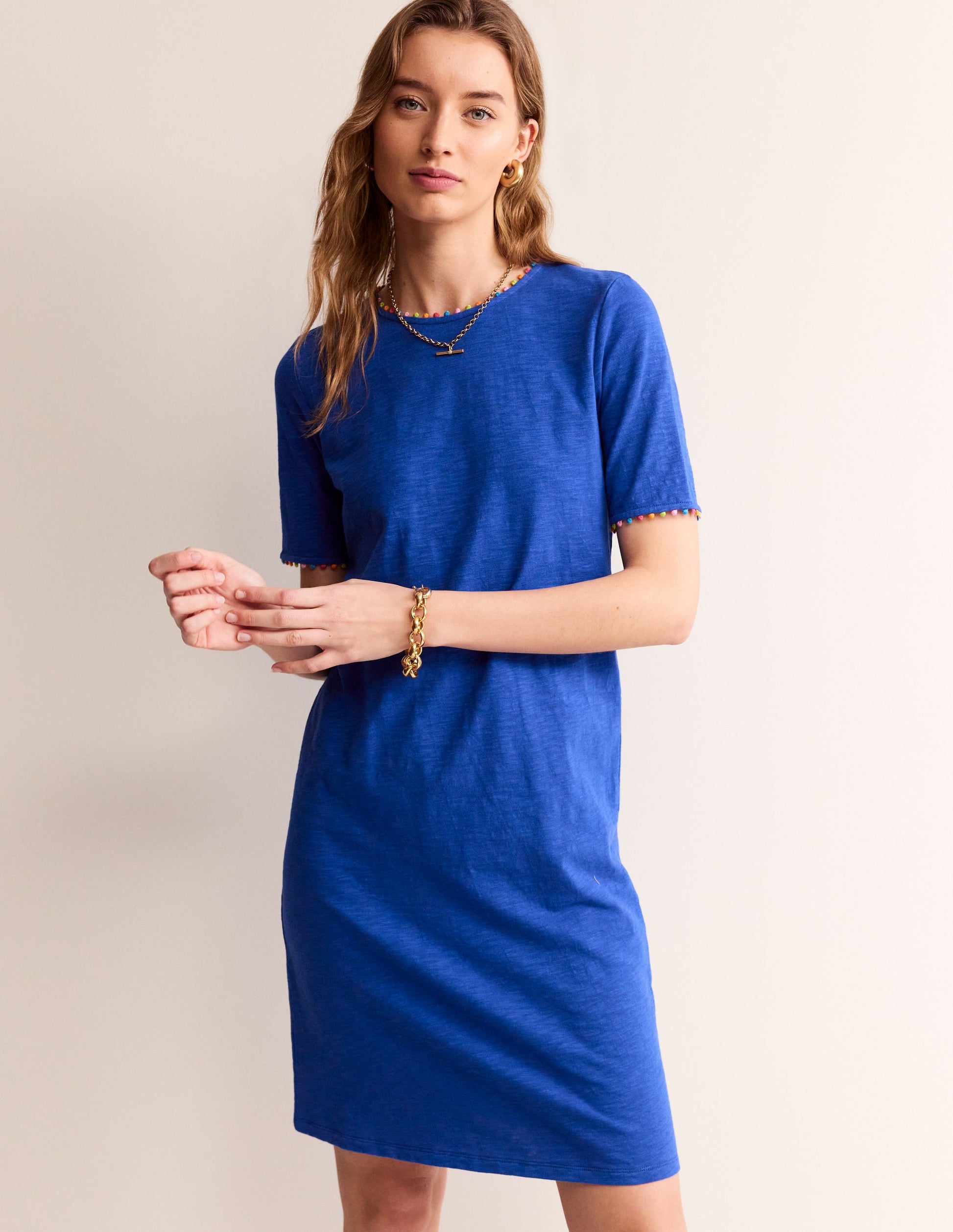 Robe Ali à pompons-Bleu connecté-4