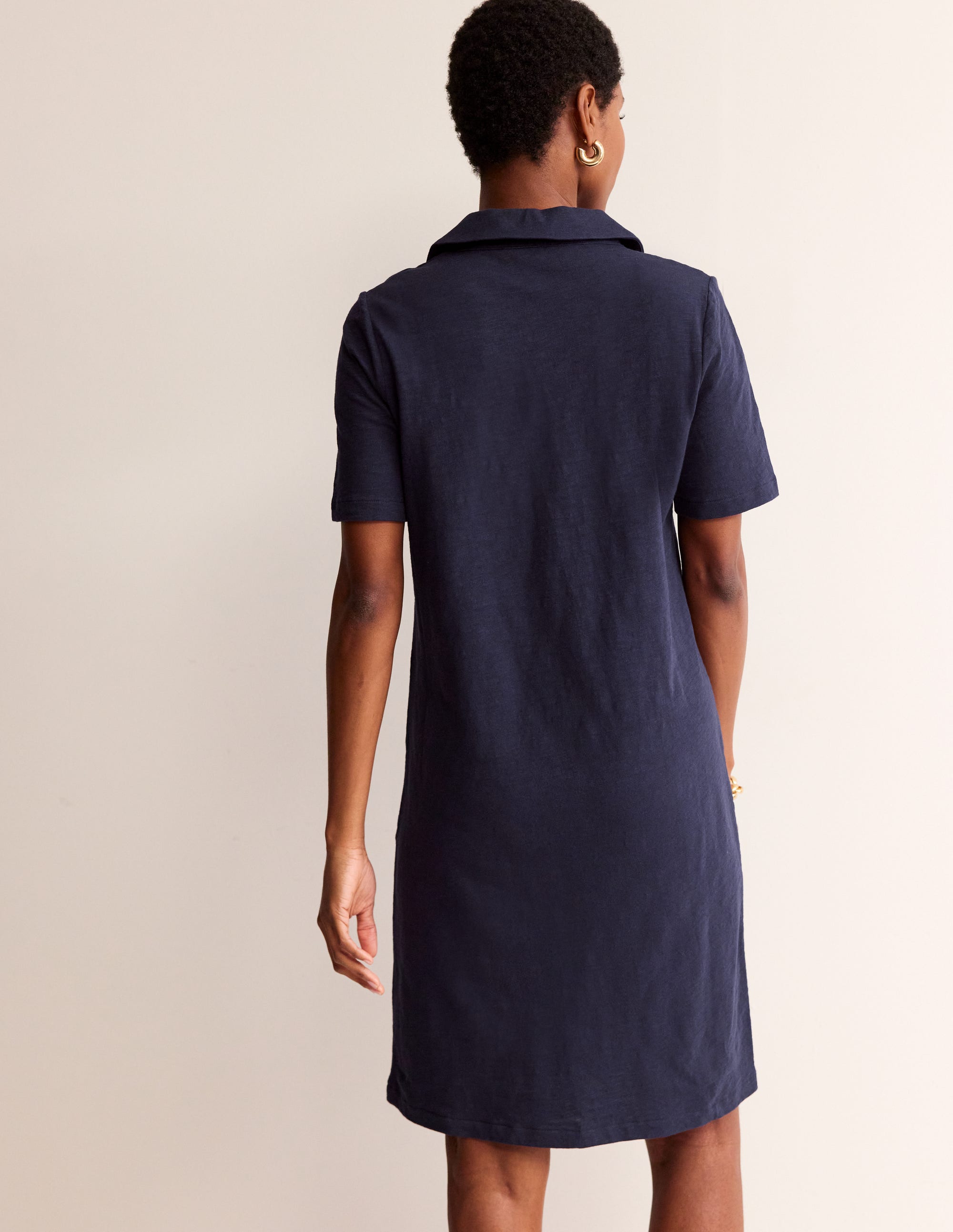 Robe polo Ingrid en coton-Bleu Marine, Petits Pois - Image 3