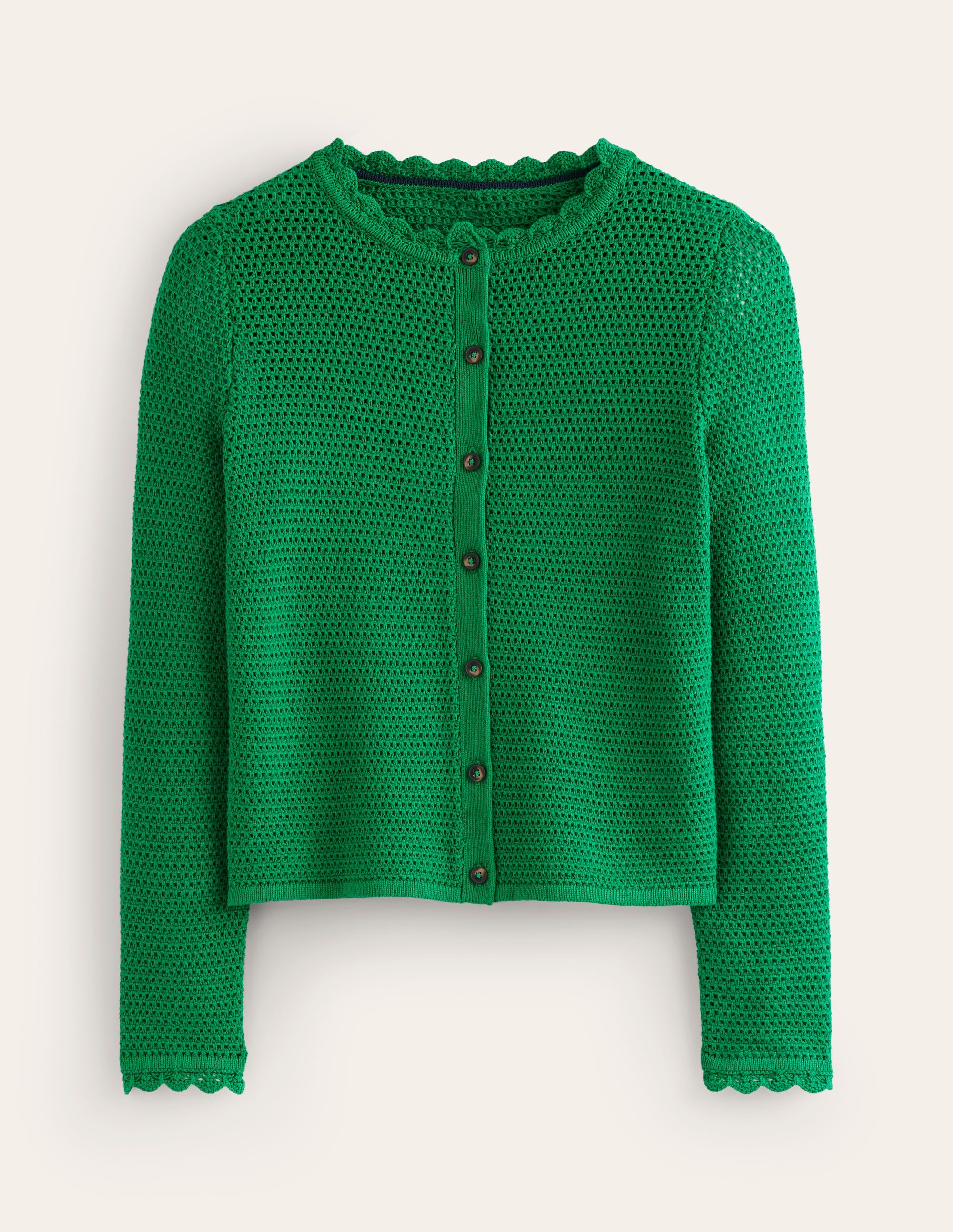 Texturierte Strickjacke mit Muschelsaum-Grünes Tamburin - Image 5