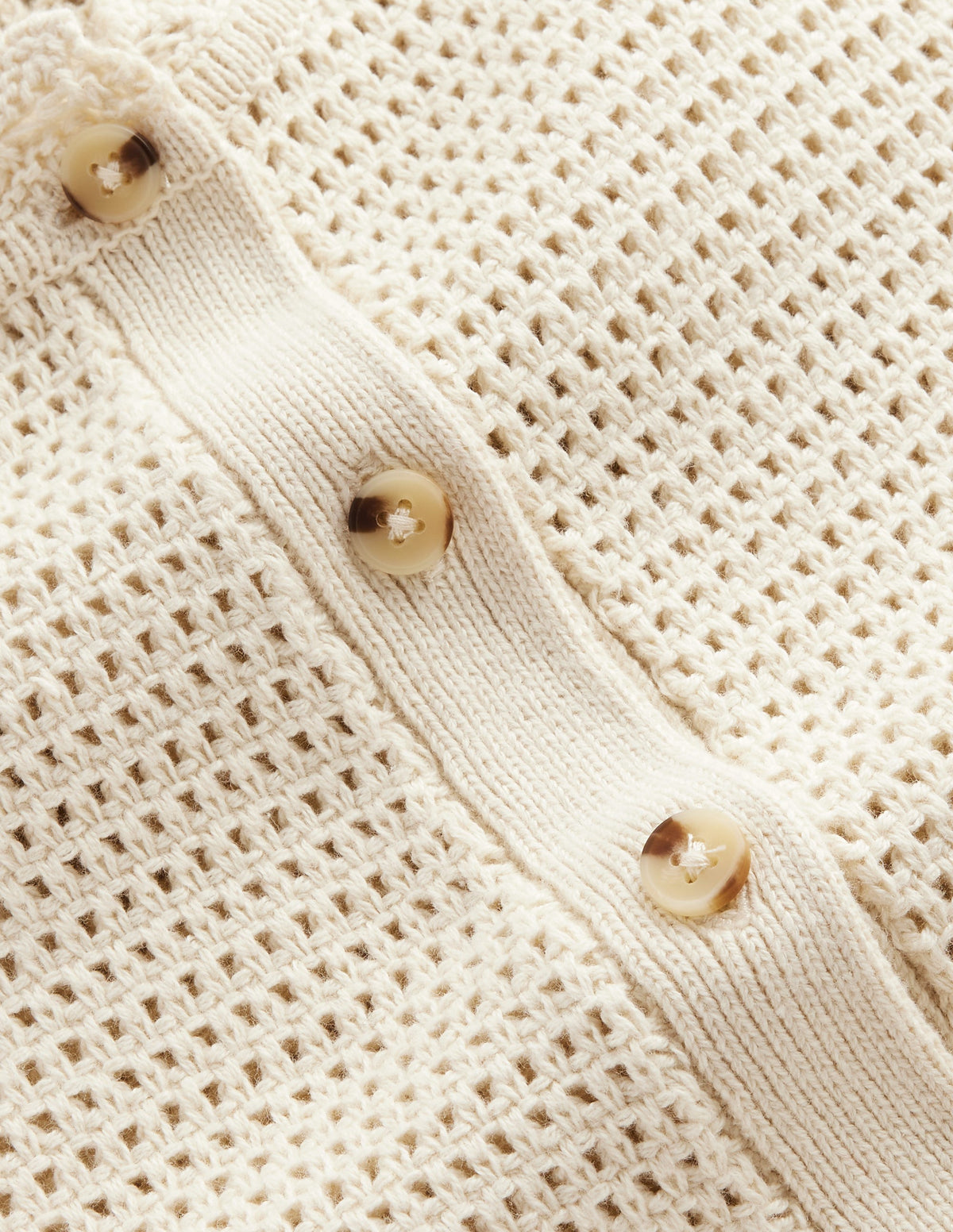 Texturierte Strickjacke mit Muschelsaum-Warmes Naturweiß - Image 7