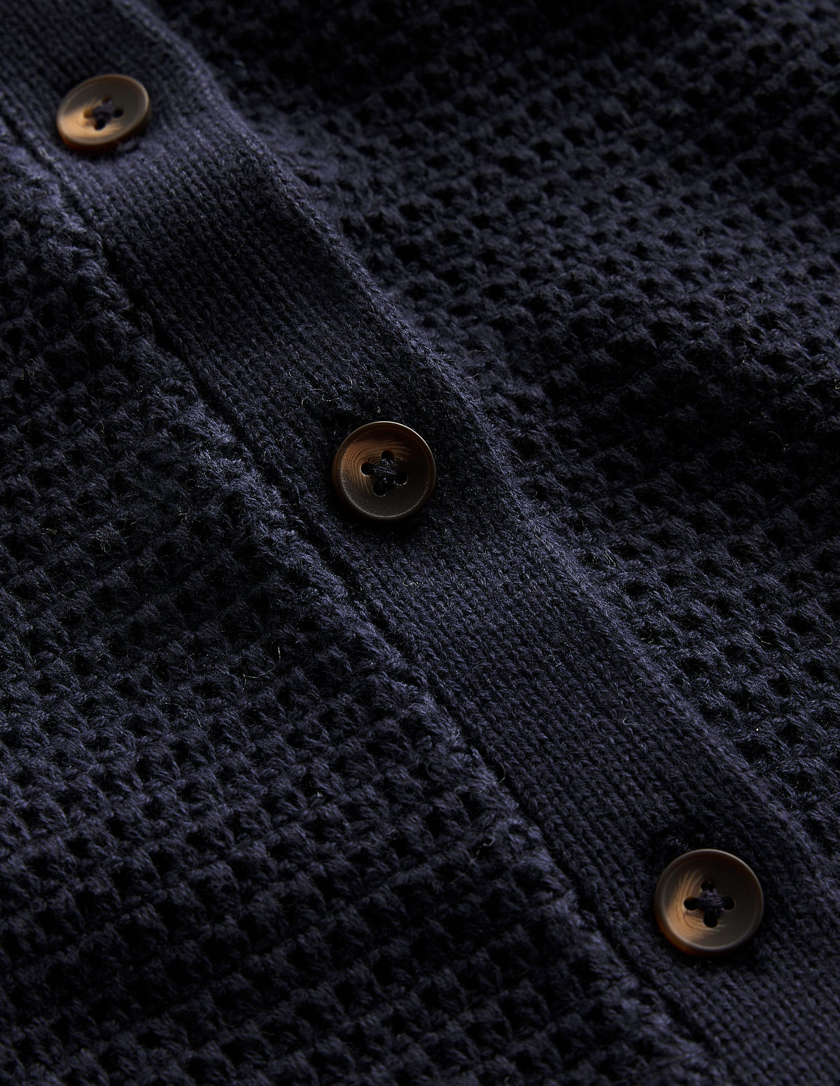Texturierte Strickjacke mit Muschelsaum-Marineblau-6