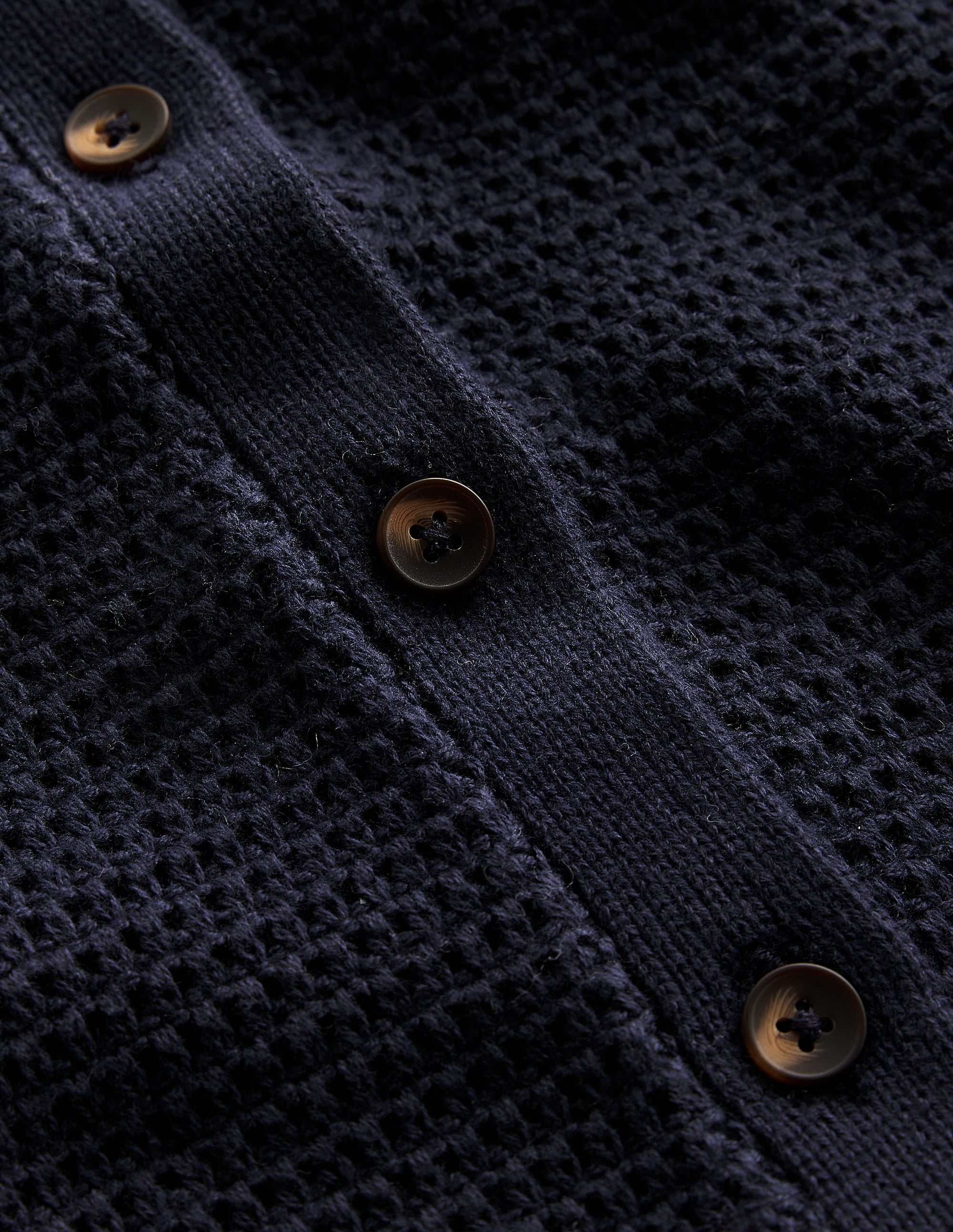 Texturierte Strickjacke mit Muschelsaum-Marineblau - Image 6