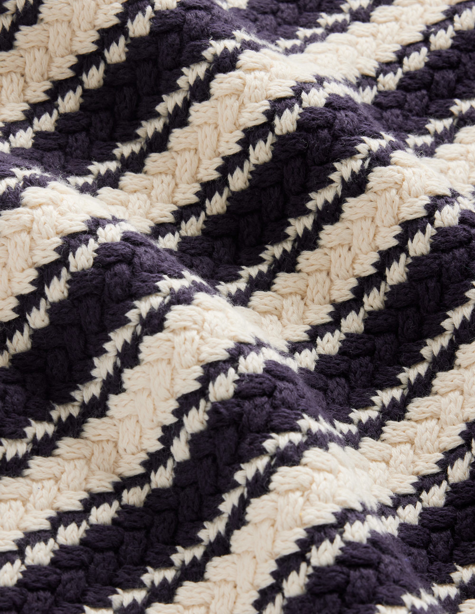 Texturierter Baumwollpullover mit Streifen-Marineblau, Naturweiß texturierte Streifen - Image 6
