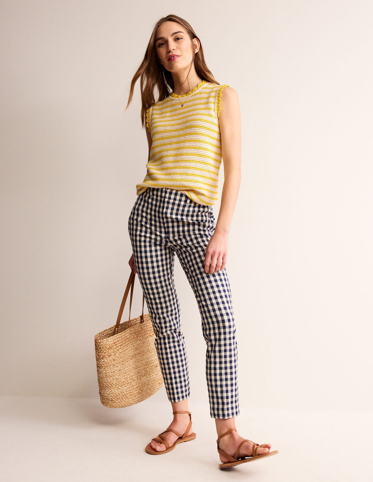 Texturiertes Tanktop mit Muschelsaum-Naturweiß/Passionsfrucht Gelb-4