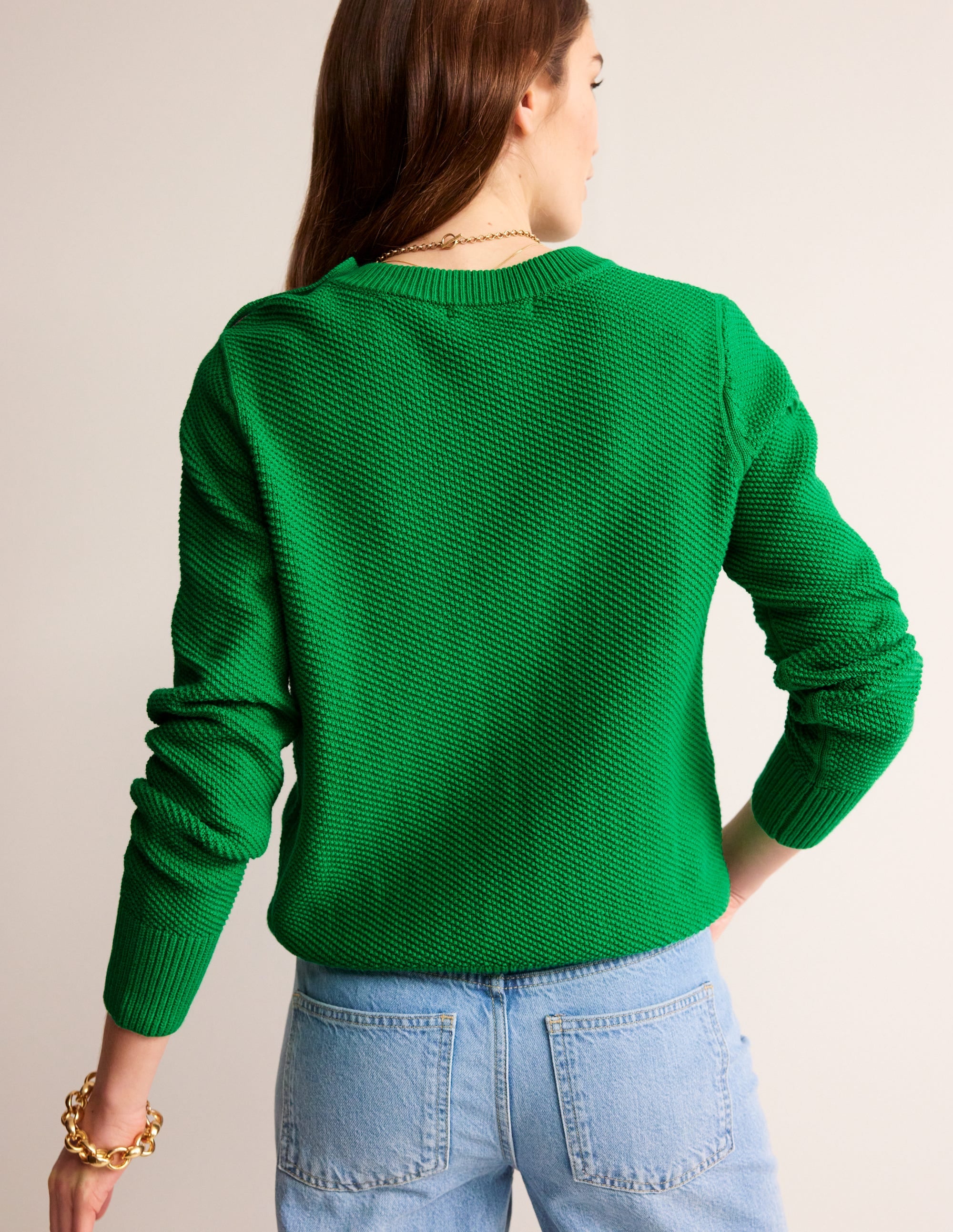 Pullover mit Knopfdetail und Ziernaht-Hellgrün - Image 3