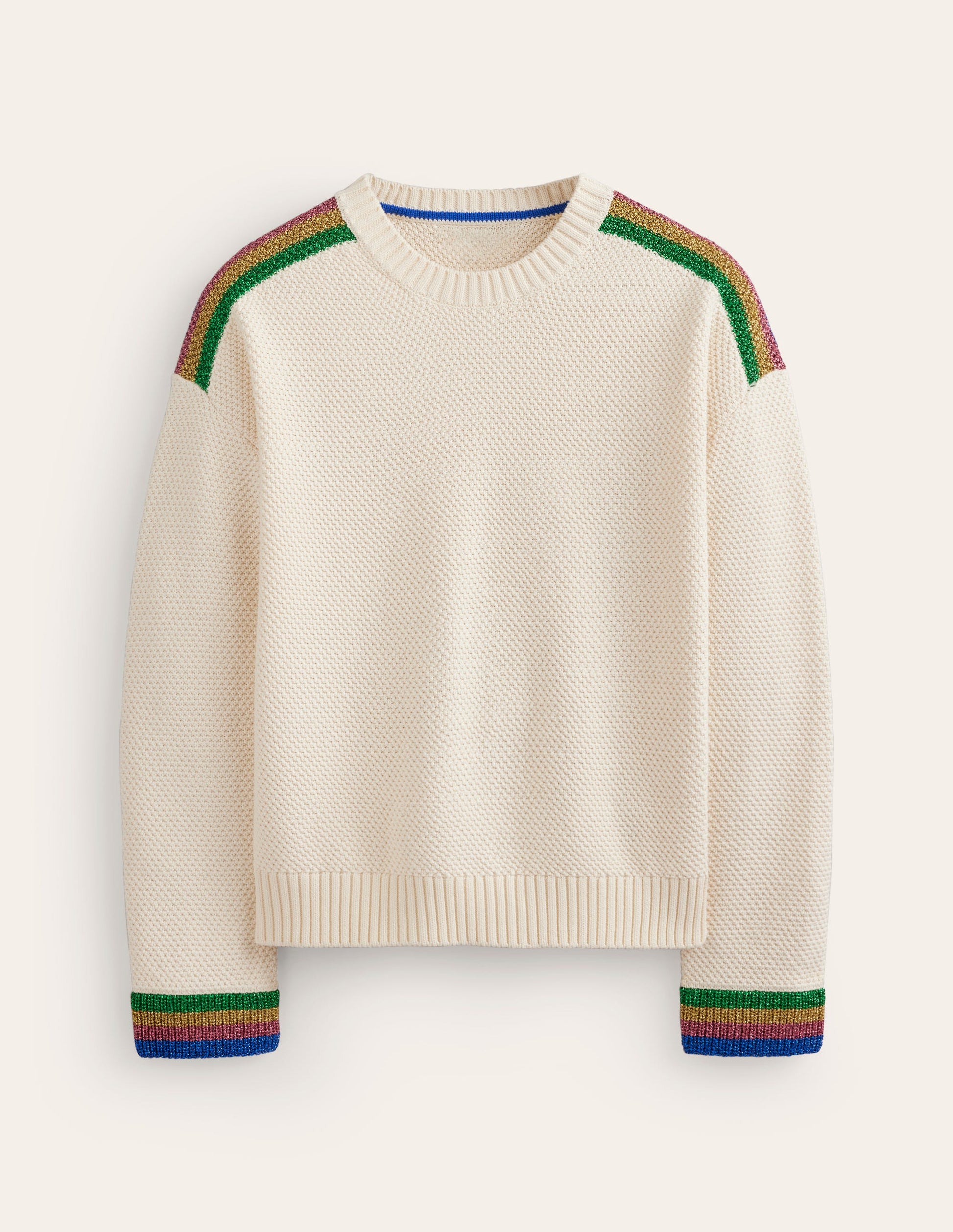 Metallic Stripe Jumper-Warm Ivory-6