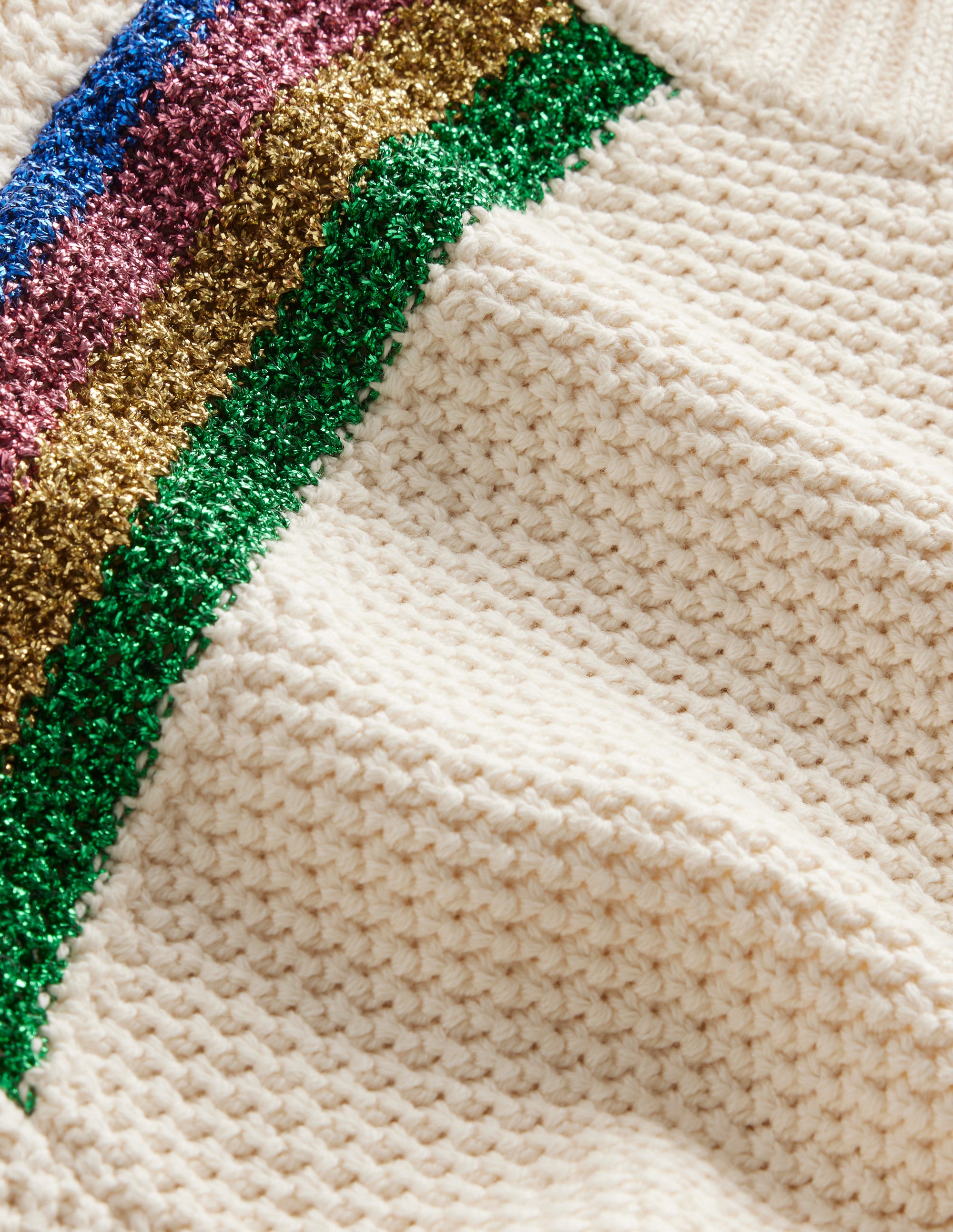 Metallic Stripe Jumper-Warm Ivory - Image 7