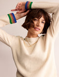 Metallic Stripe Jumper-Warm Ivory