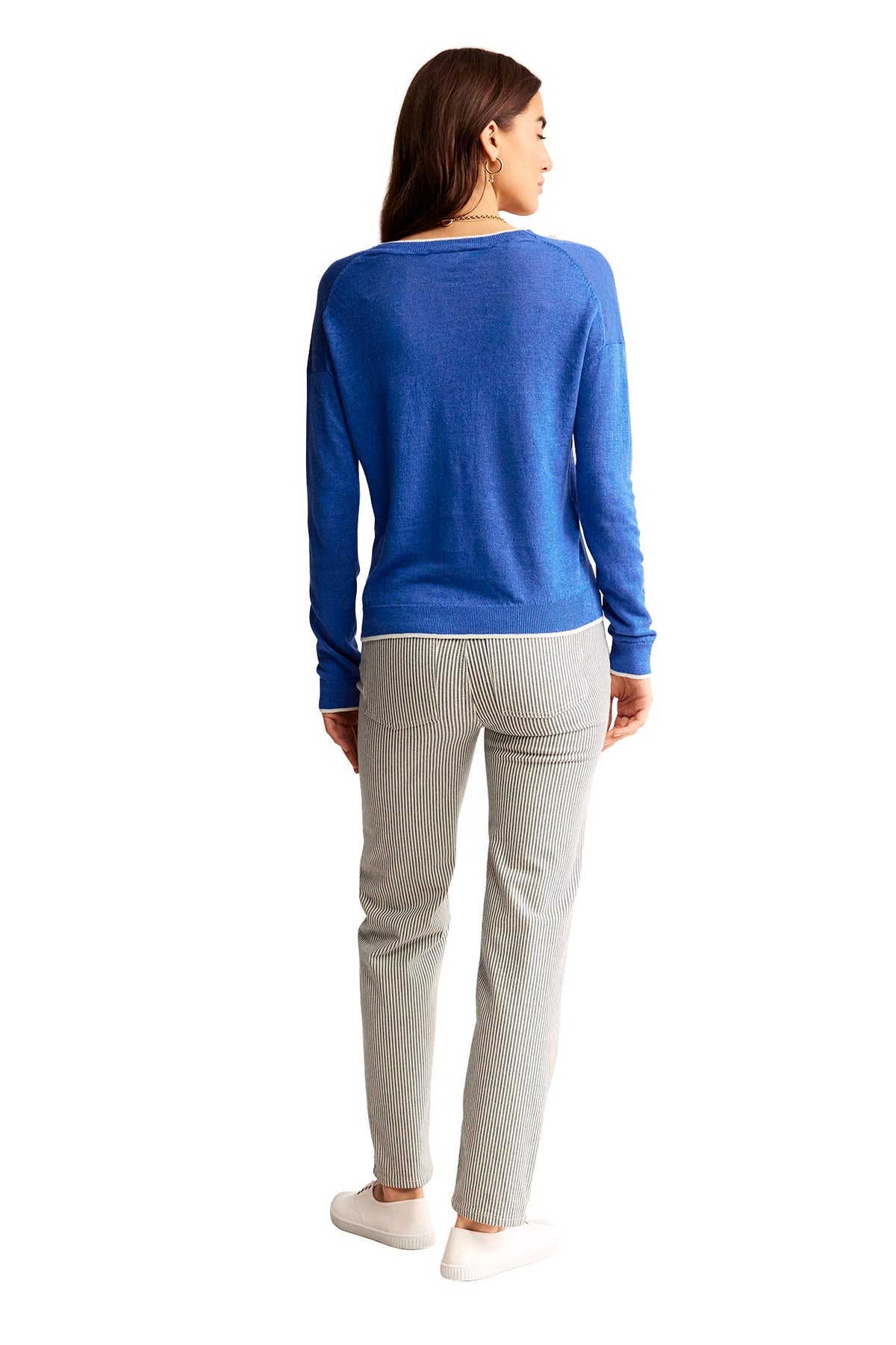 Maggie Leinenjacke mit V-Ausschnitt-Marineblau - Image 6