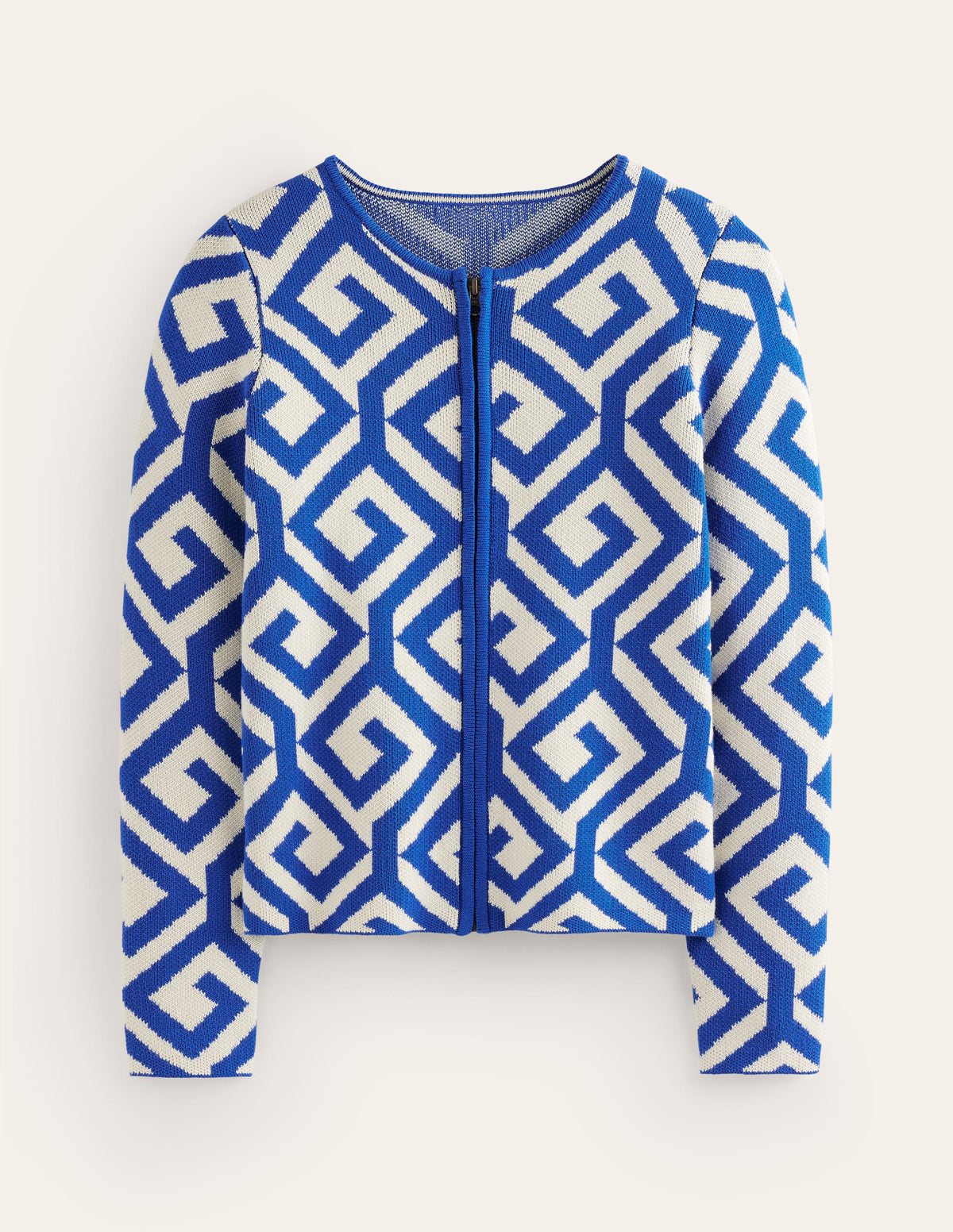 Jacquard Zip Up Cardigan-Mariner Blue, Maze-5