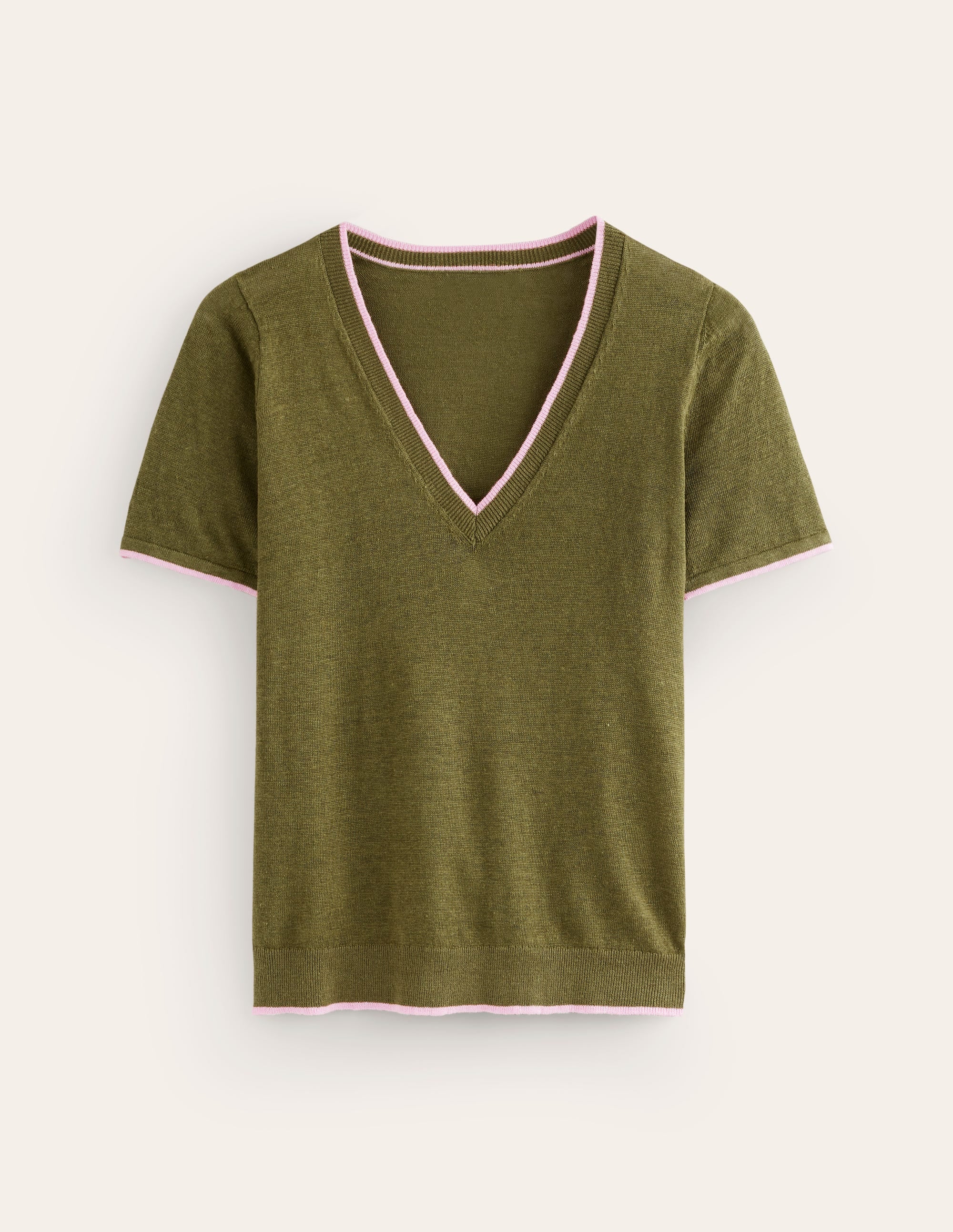 Maggie T-Shirt aus Leinen mit V-Ausschnitt-Eintagsfliege Grün - Image 5