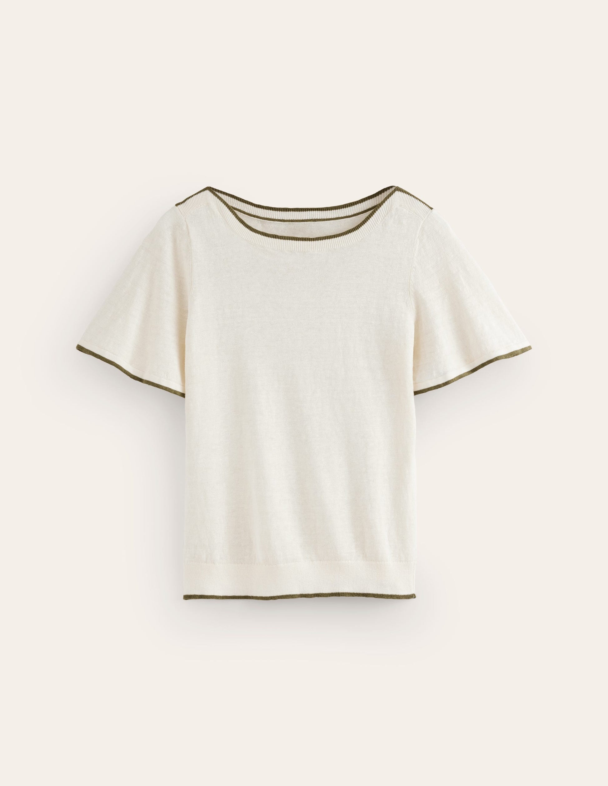 T-shirt col bateau Maggie en lin-Ivoire chaud-5
