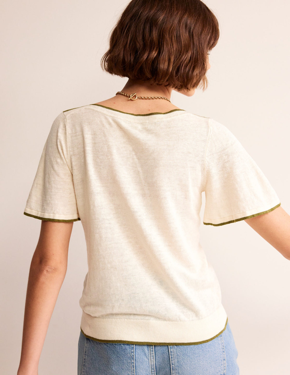 T-shirt col bateau Maggie en lin-Ivoire chaud - Image 3