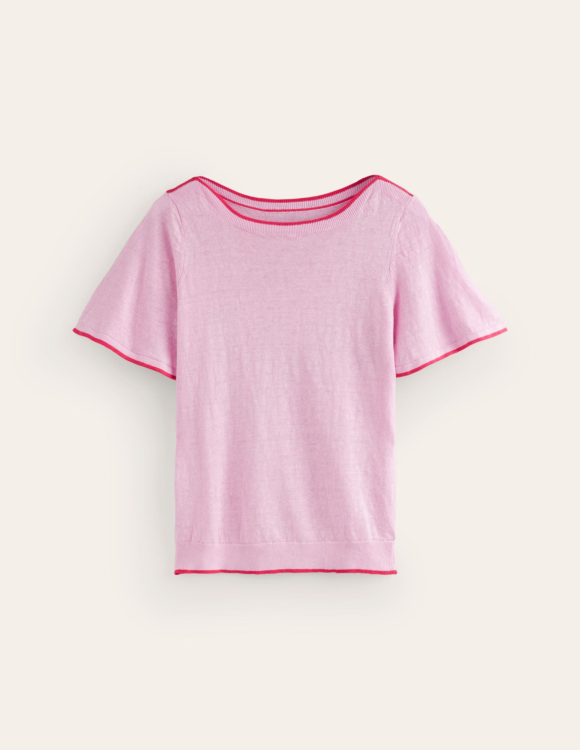 Maggie Leinen-T-Shirt mit U-Boot-Ausschnitt-Süßes Fliederrosa-5