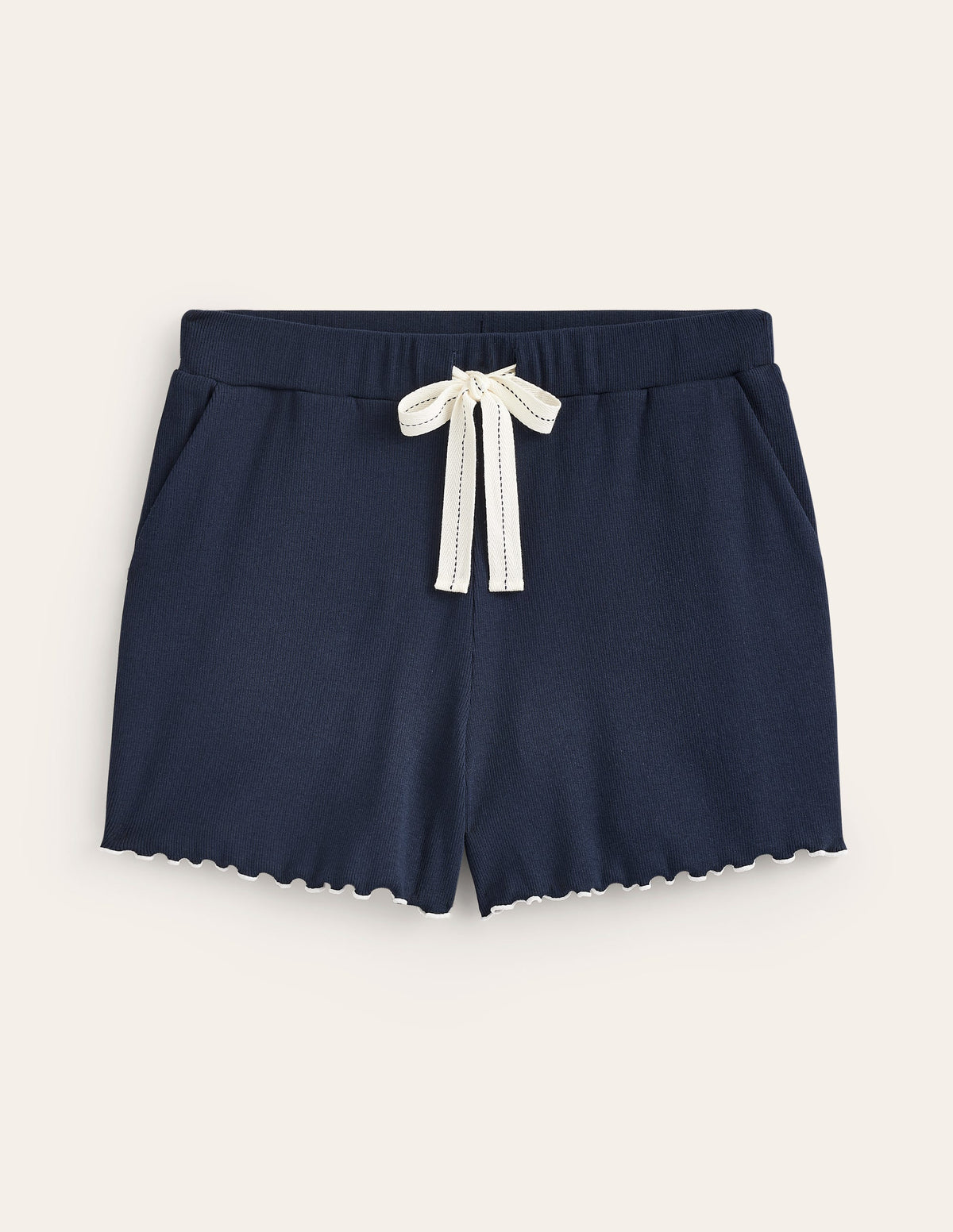 Schlafanzugshorts mit gewelltem Saum-Marineblau - Image 5