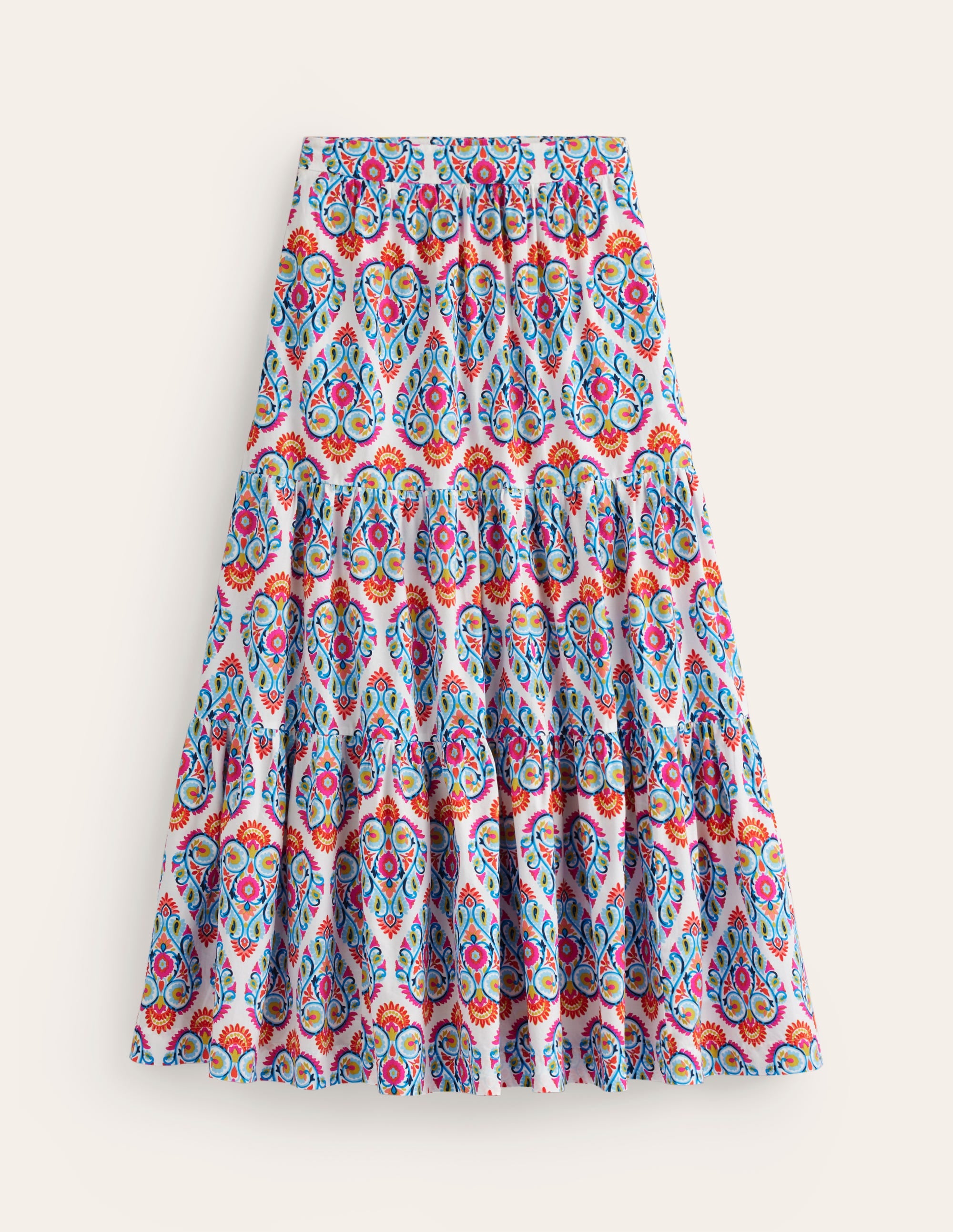 Lorna Tiered Maxi Skirt-Multi, Flora Stamp - Image 6