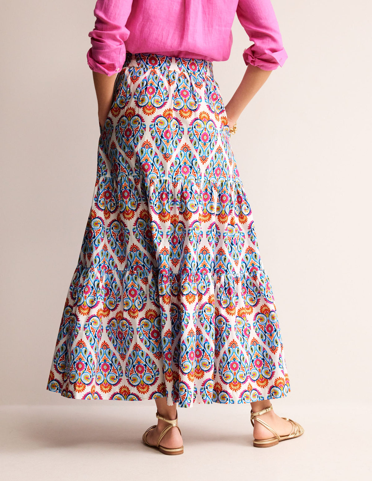 Lorna Tiered Maxi Skirt-Multi, Flora Stamp-3