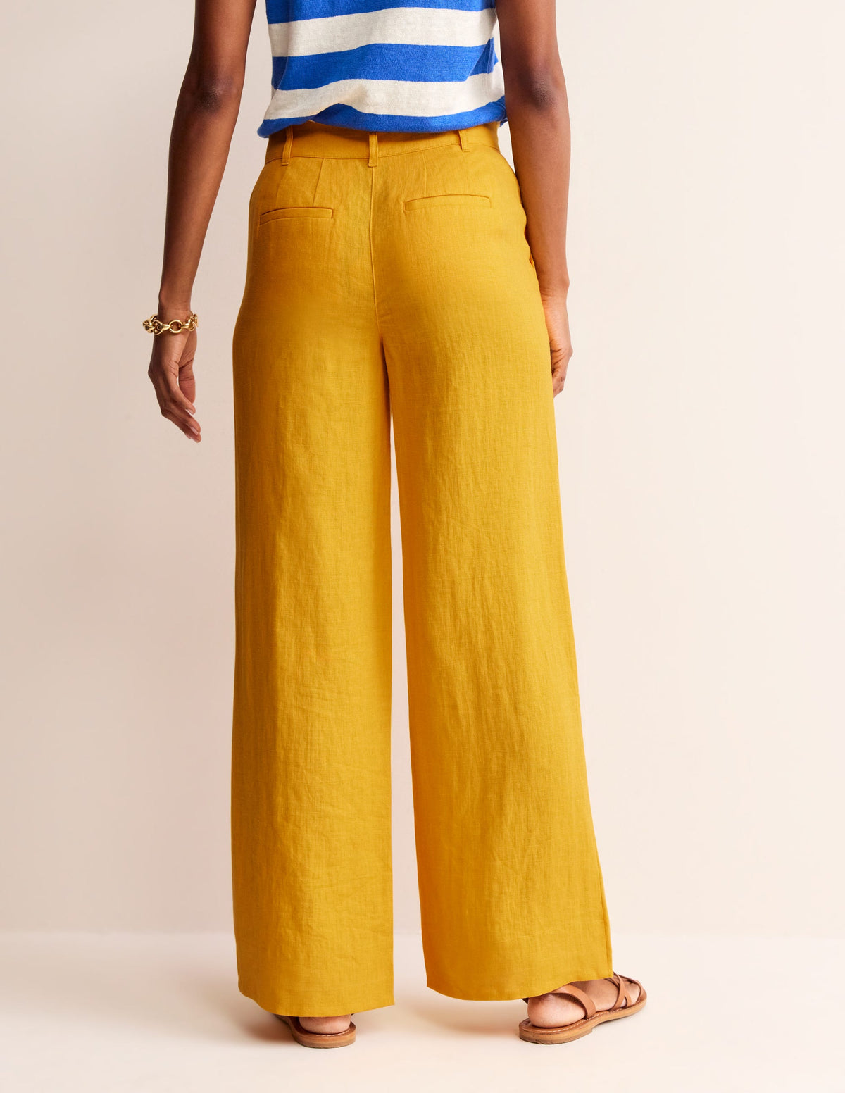 Pantalon Westbourne en lin-Doré artisanal - Image 3