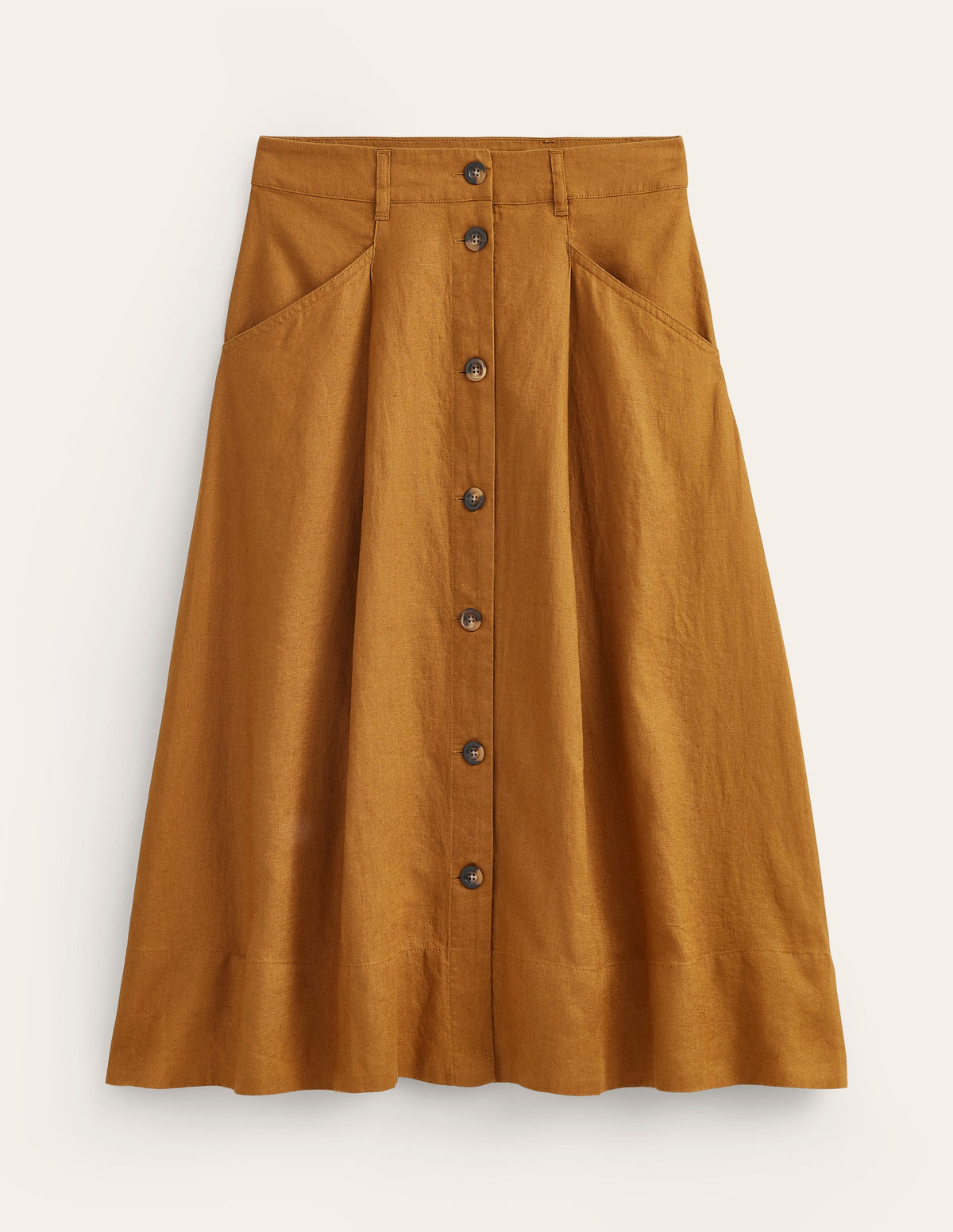 Jupe midi Petra en lin-Marron bronze - Image 5