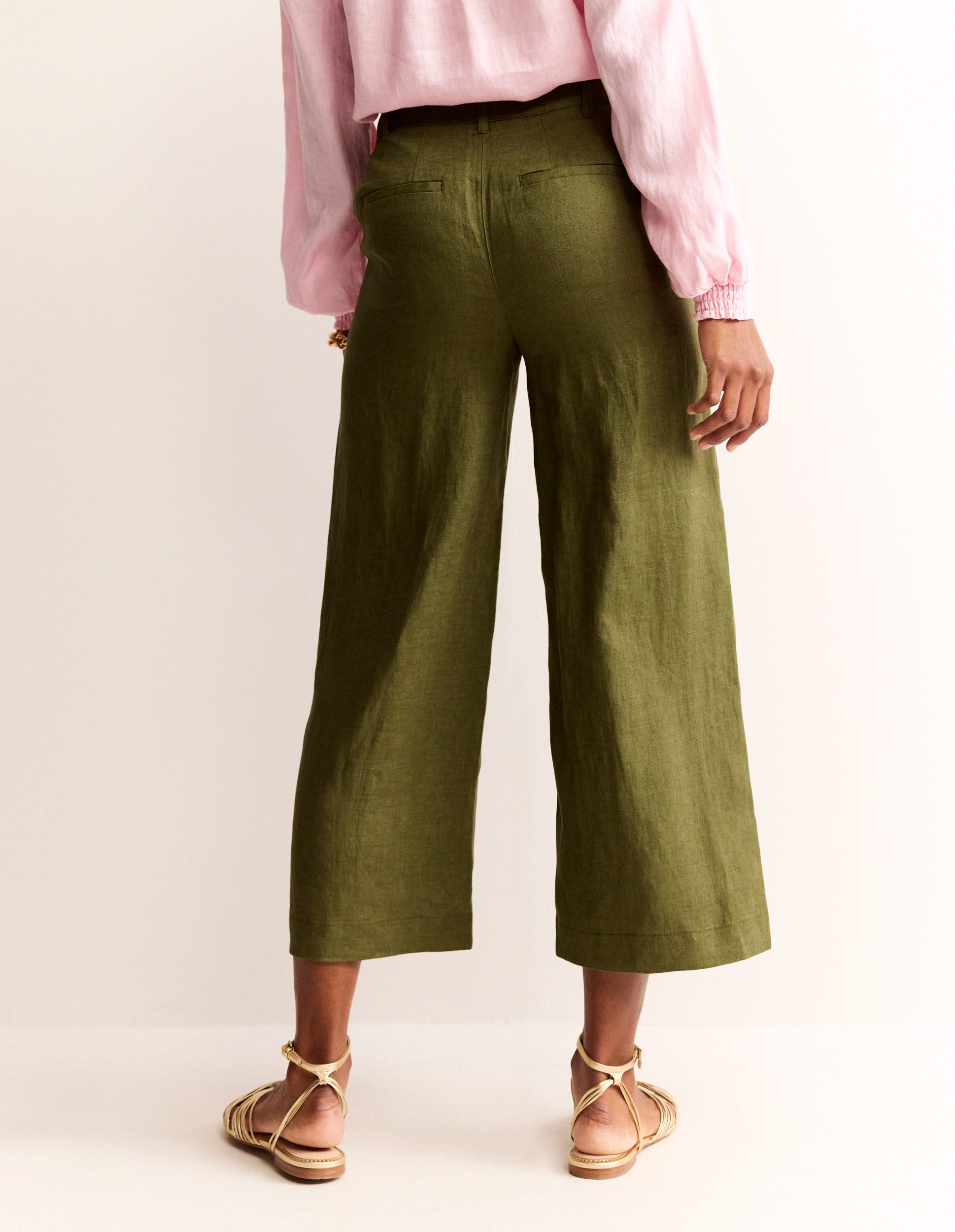 Westbourne Linen Crop Trousers-Mayfly - Image 3