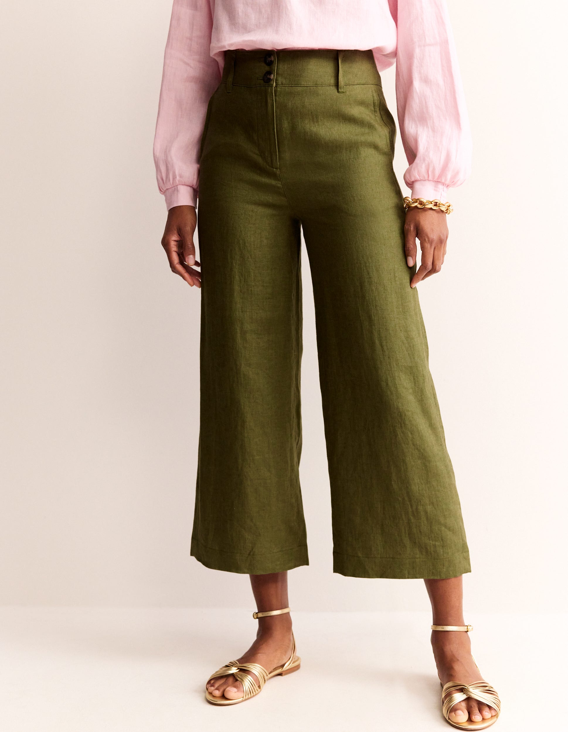 Westbourne Linen Crop Trousers-Mayfly-4