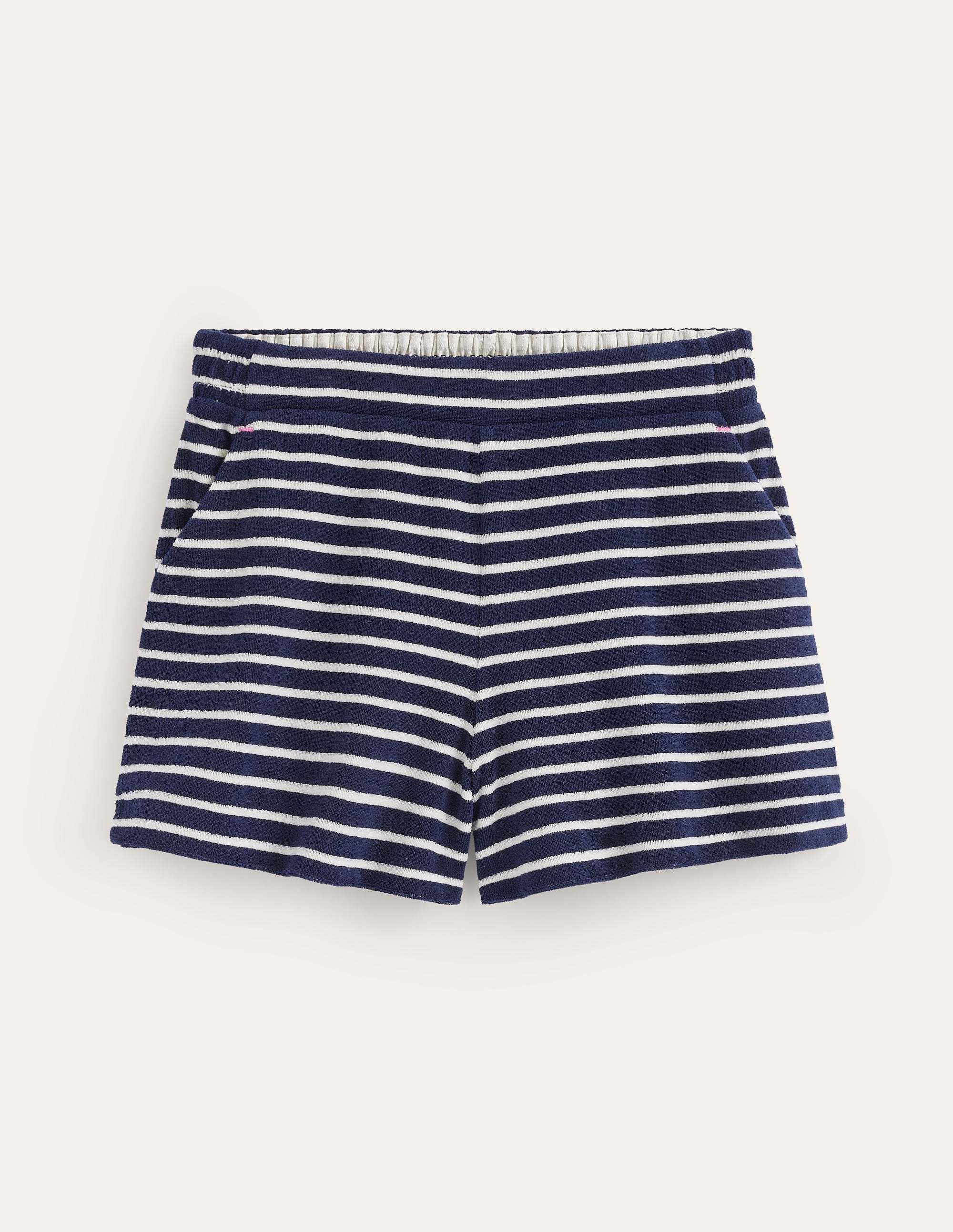 Towelling Shorts-Navy/Ivory Stripe - Image 5
