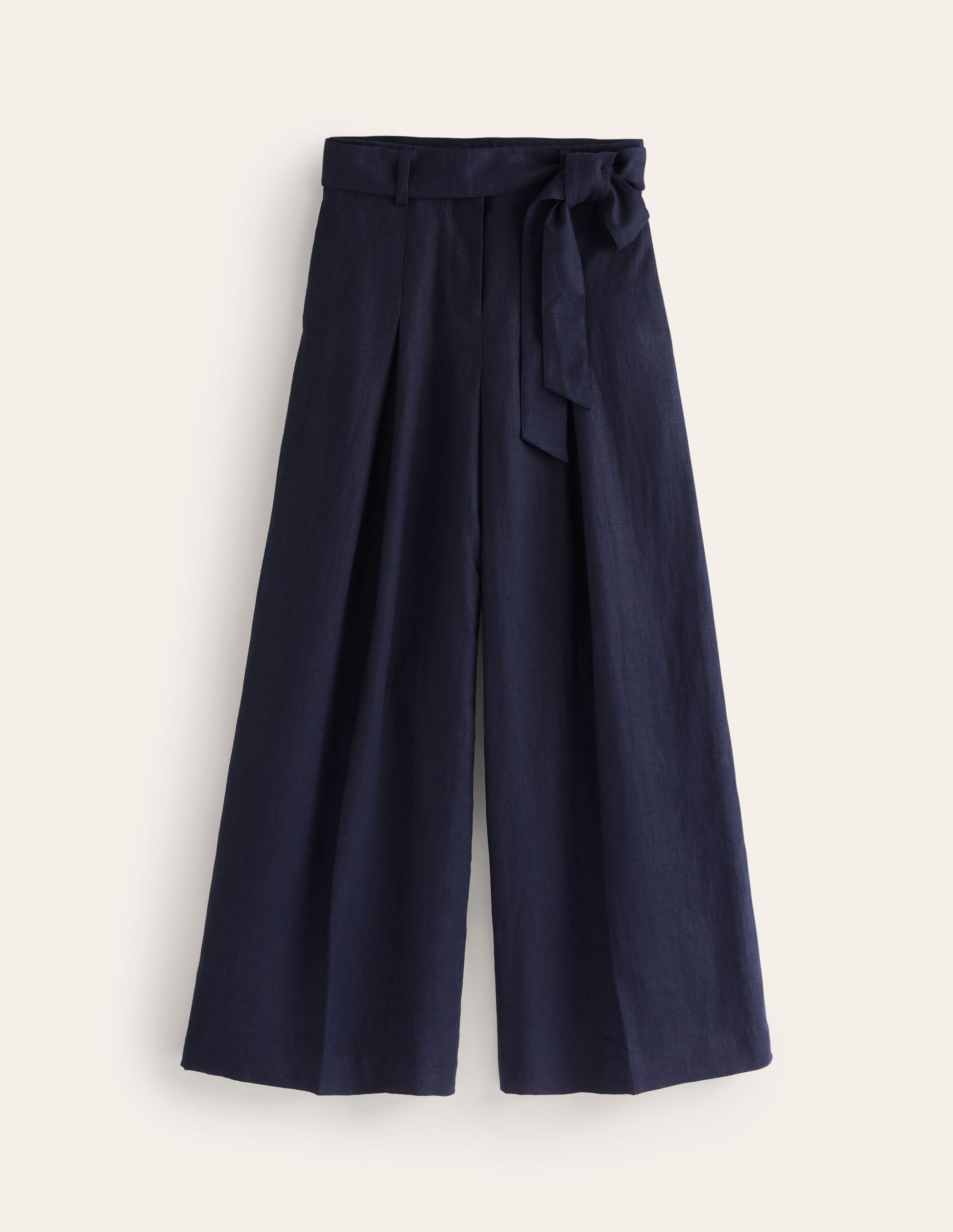 Palazzo Linen Trousers-Navy-5