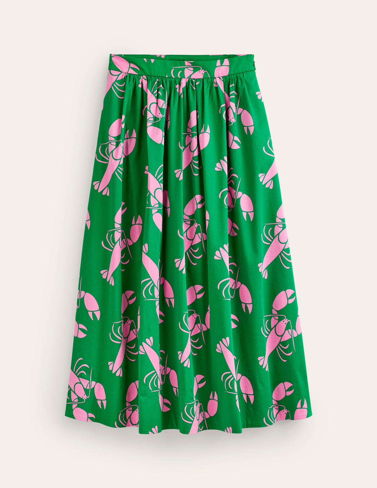 Jupe Layla en satin de coton-Vert tambourin, homard-5