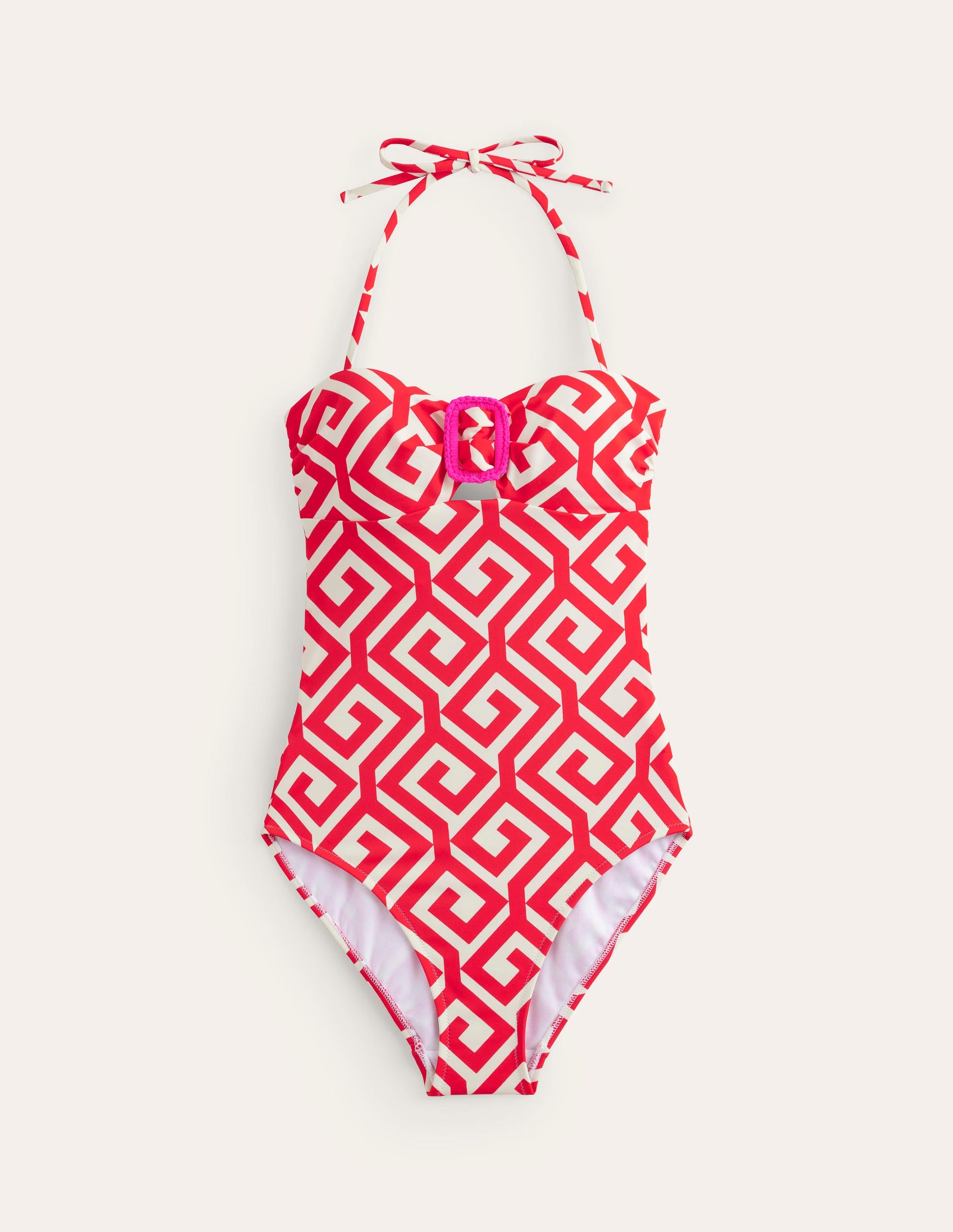 Taormina Bandeau Swimsuit-Flame Scarlet, Maze - Image 5
