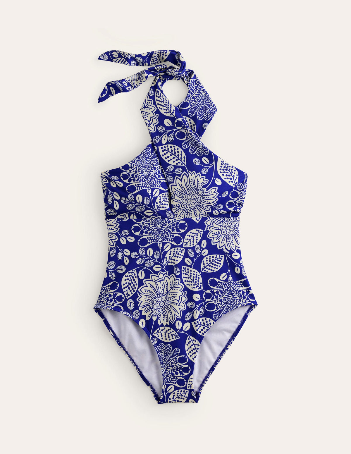 Maillot de bain dos-nu croisé sur le devant-Bleu connecté, motif Gardenia Swirl - Image 5