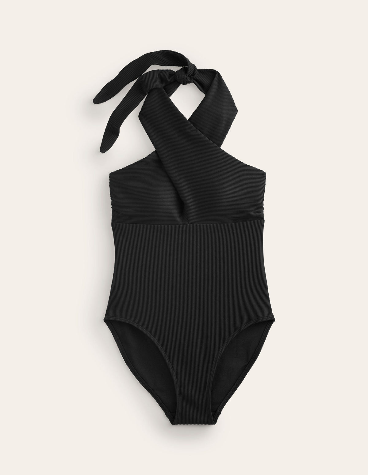 Maillot de bain dos-nu croisé sur le devant-Côtelé noir-5