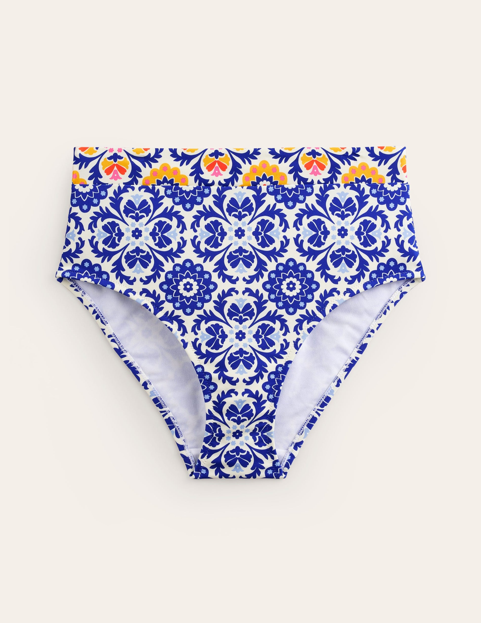 Bikinihose mit hohem Bund-Surf the Web, Mosaik Blüte-5