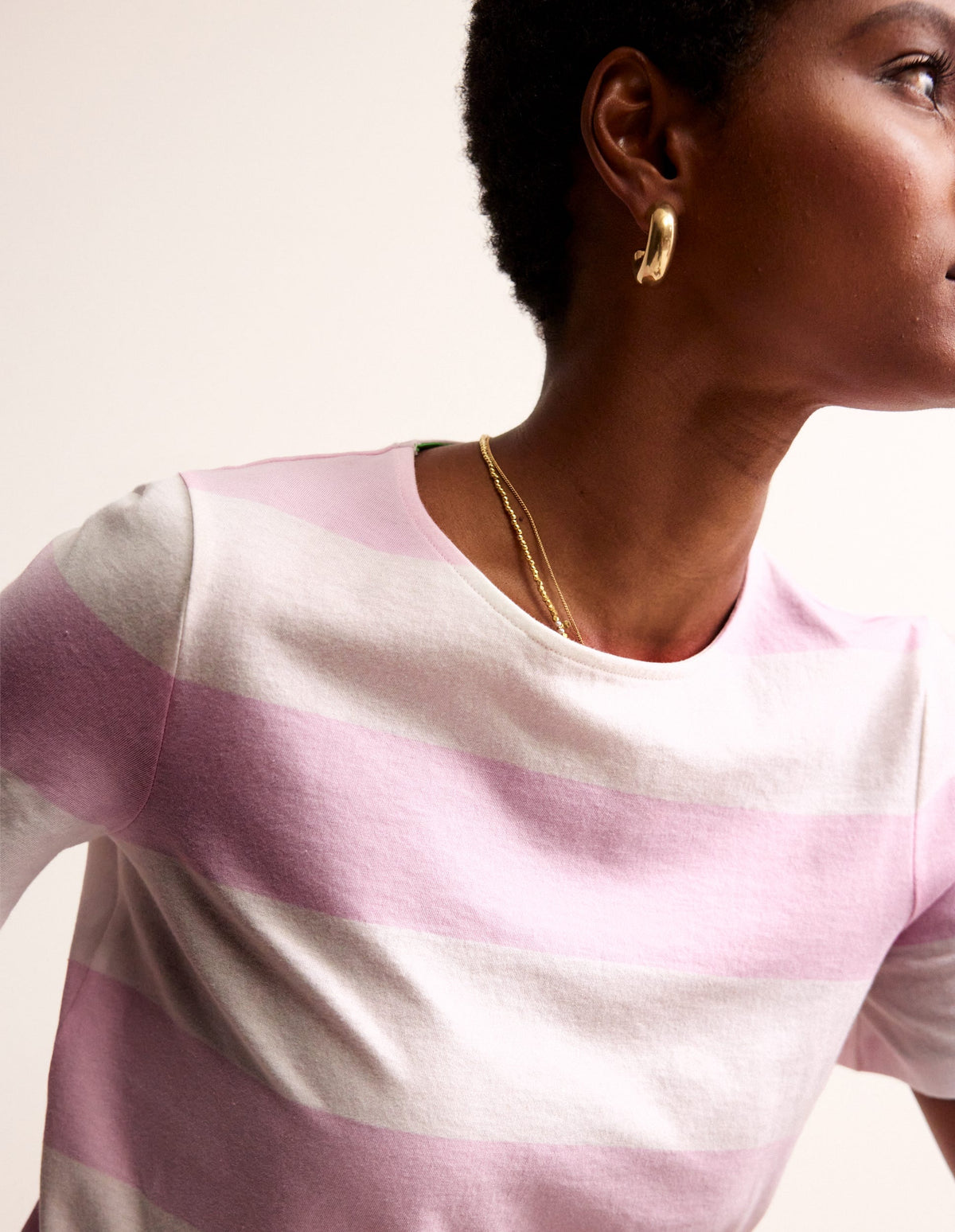 Bea Breton-Shirt mit kurzen Ärmeln-Rosa Breite Streifen-2