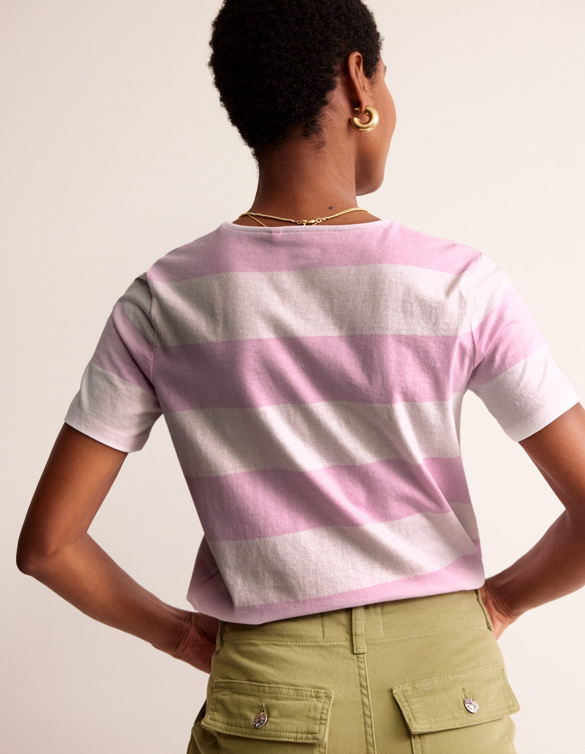 Bea Breton-Shirt mit kurzen Ärmeln-Rosa Breite Streifen - Image 3
