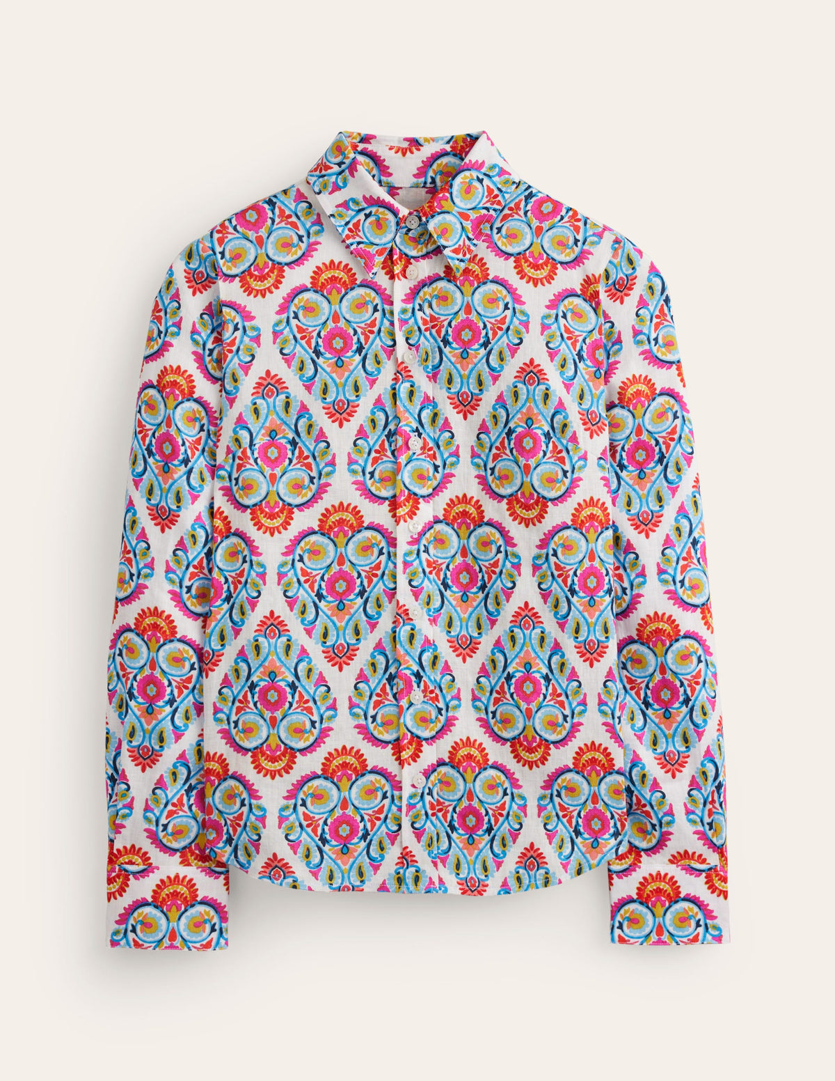 Sienna Linen Shirt-Multi, Flora Stamp - Image 5