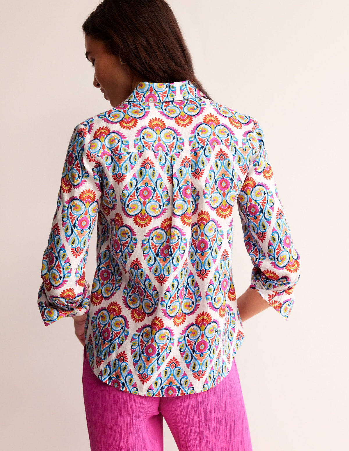 Sienna Linen Shirt-Multi, Flora Stamp-3