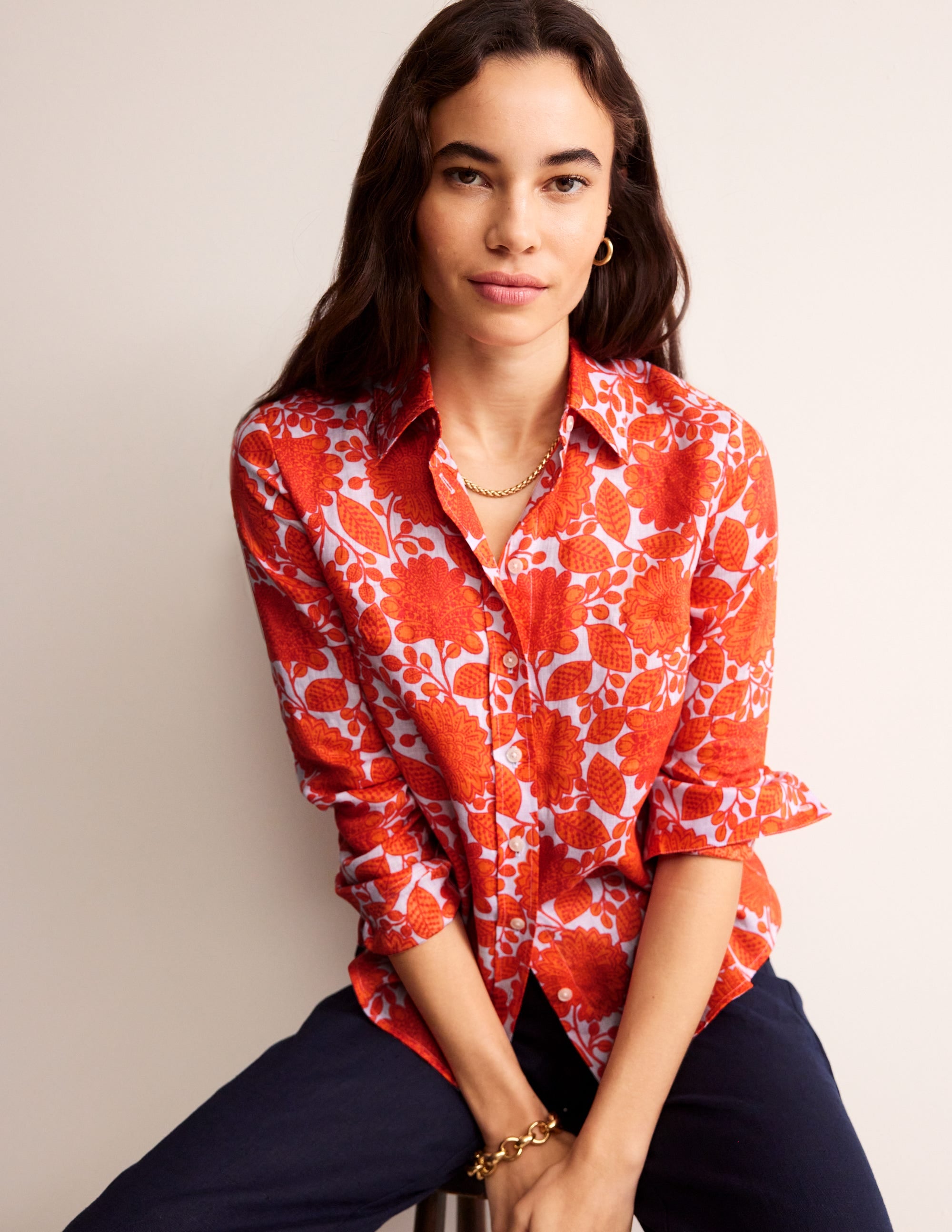 Sienna Leinenhemd-Feuerwerk, Gardenia Swirl - Image 2