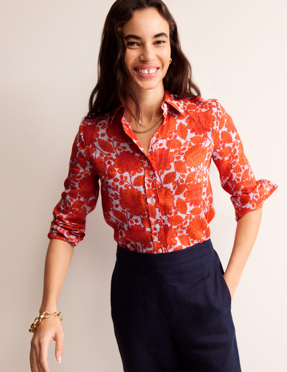 Sienna Leinenhemd-Feuerwerk, Gardenia Swirl-4