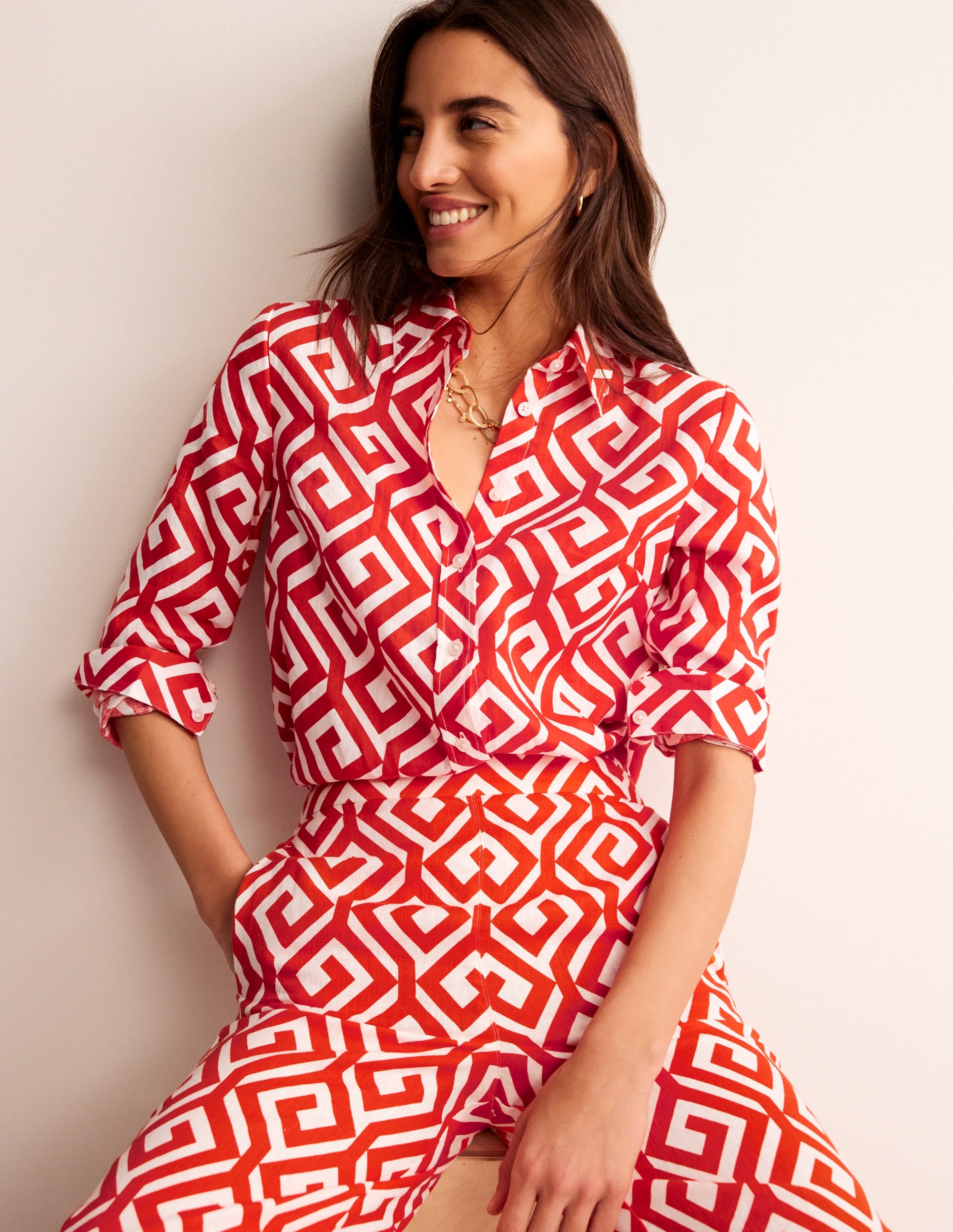 Sienna Leinenhemd-Flammenrot, Labyrinth - Image 1