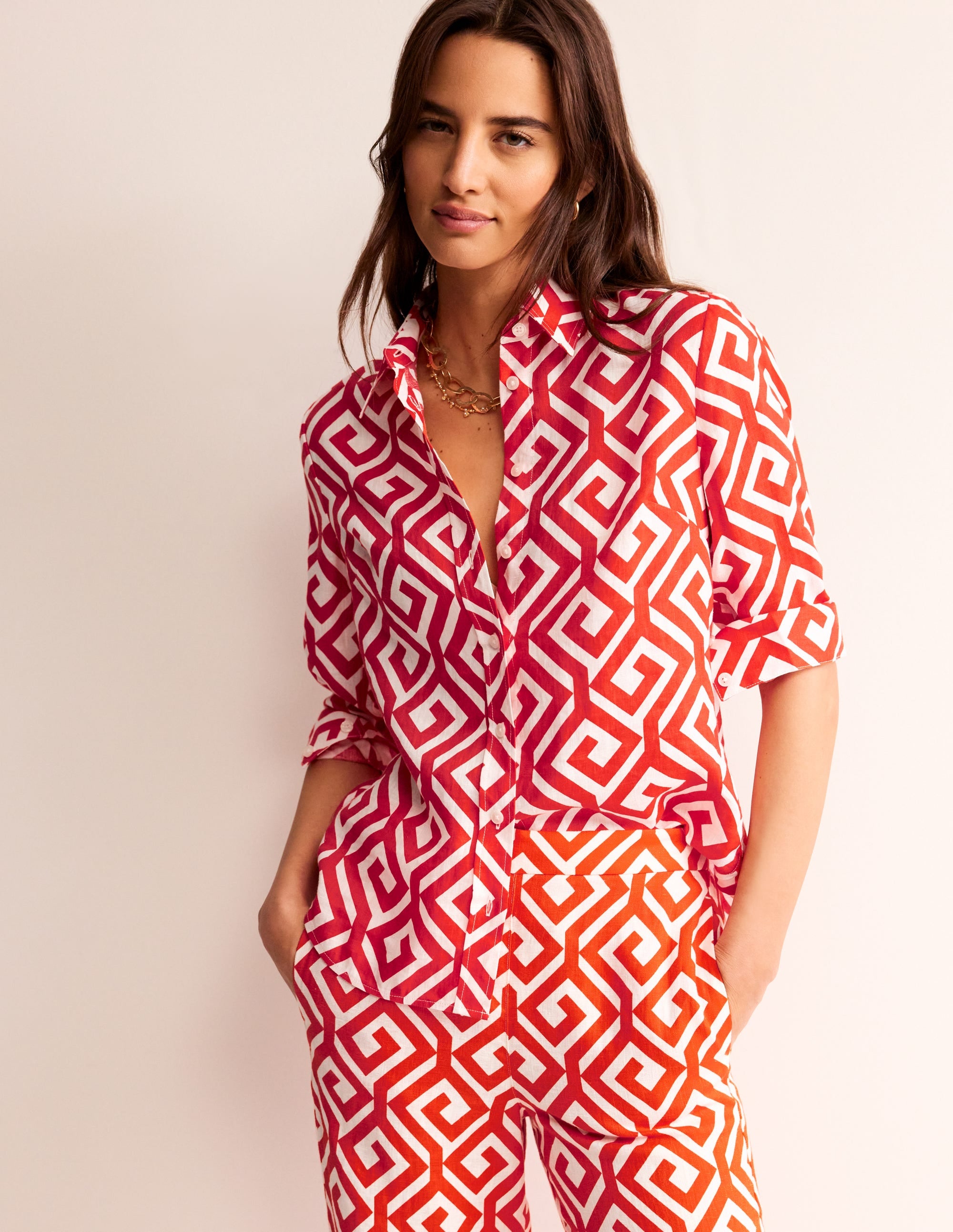 Sienna Leinenhemd-Flammenrot, Labyrinth - Image 4