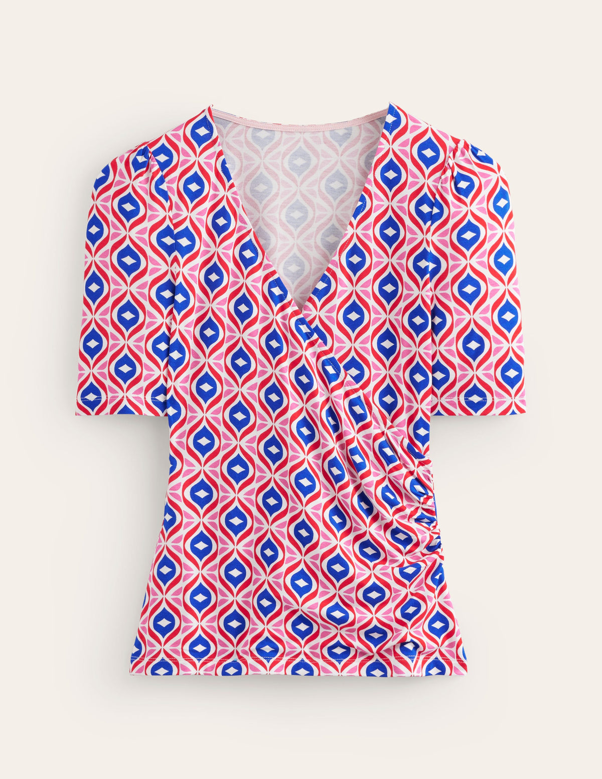 Wrap Front Jersey Top-Rubicondo, Diamond Wave - Image 5