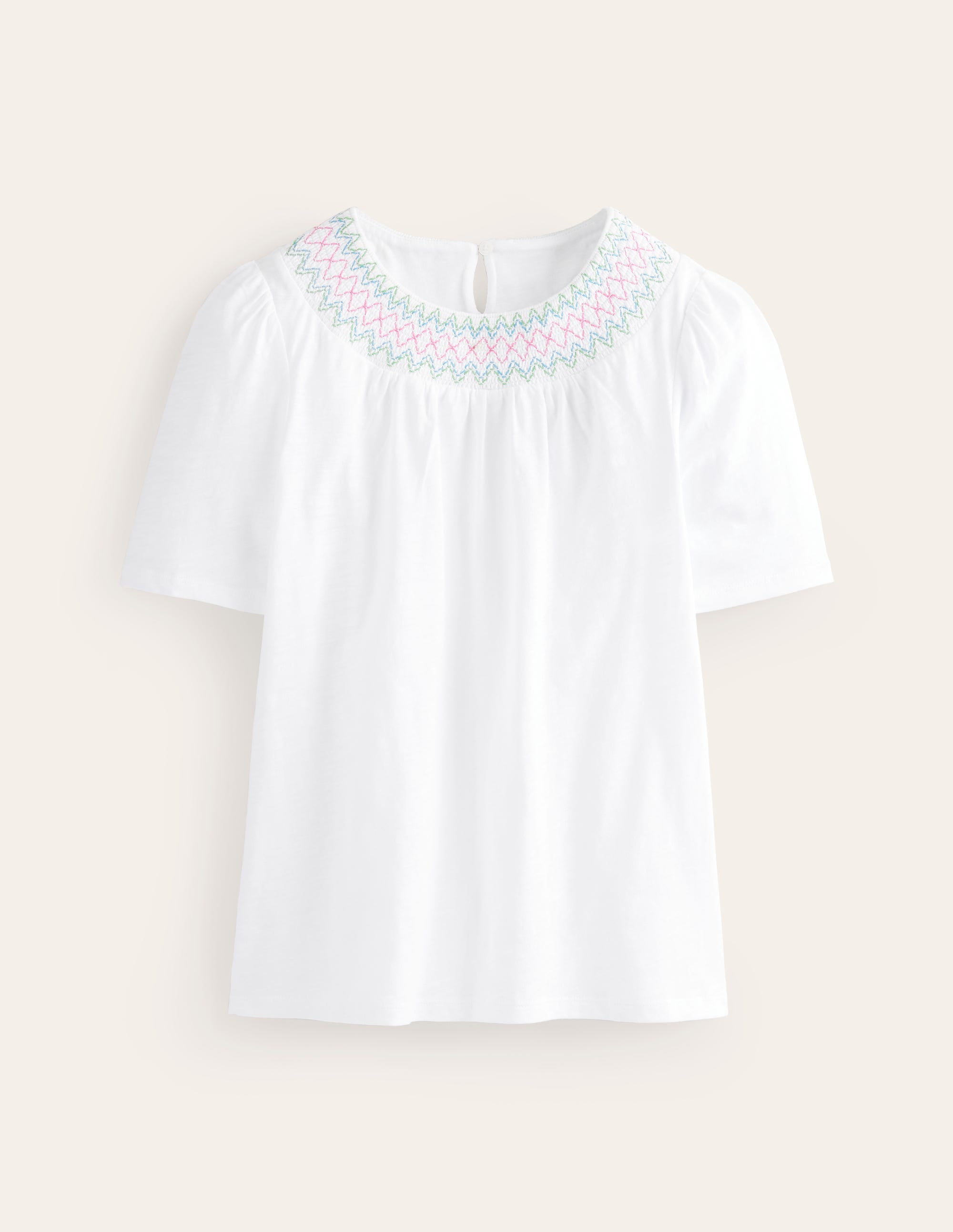 Top à col smocké et manches bouffantes-Blanc - Image 5