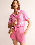 Hazel Kurzärmliges Leinenhemd-Pink Power, Labyrinth