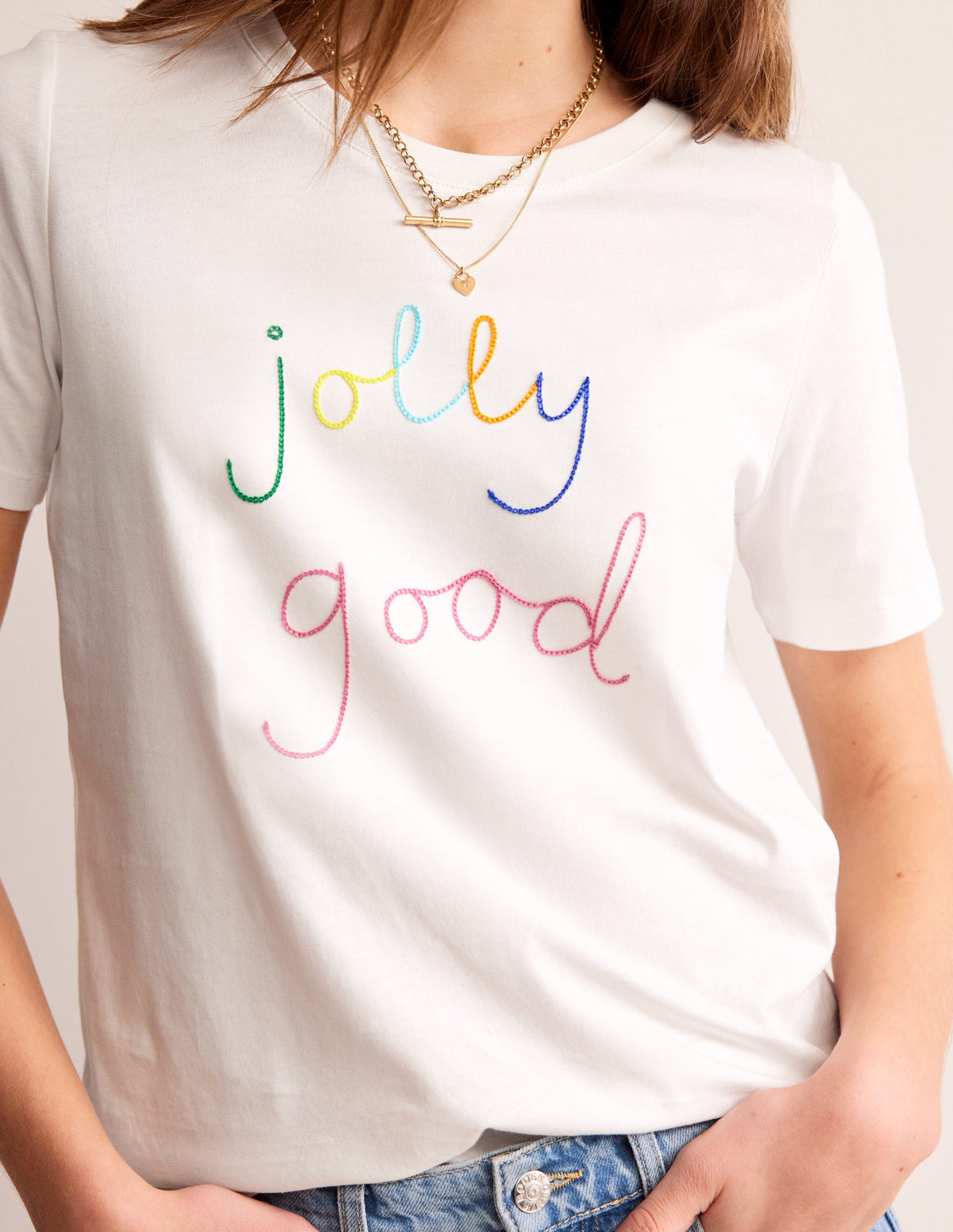 T-shirt Rosa brodé-Motif Jolly Good - Image 2