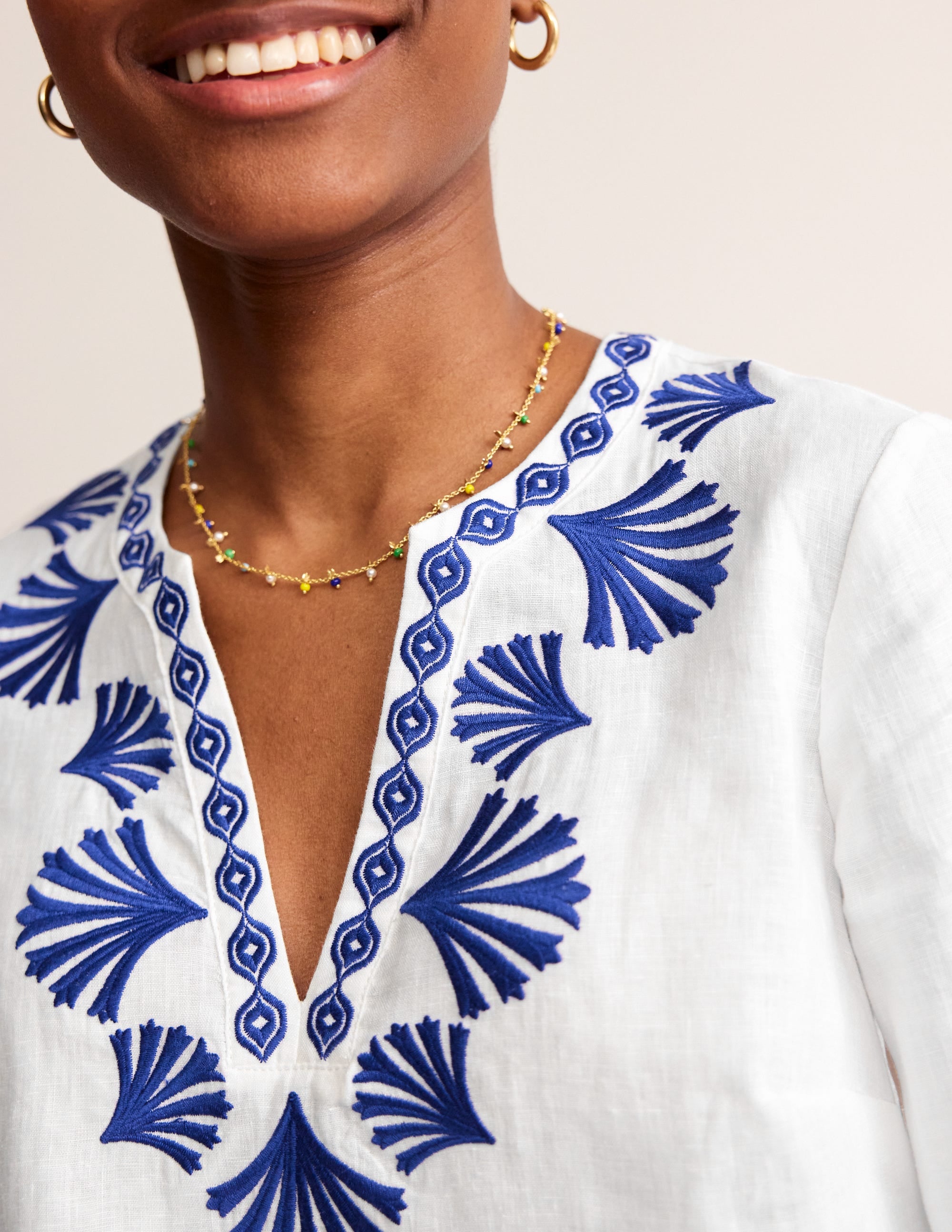 Bonnie Linen Top-Surf the Web, Shells - Image 2